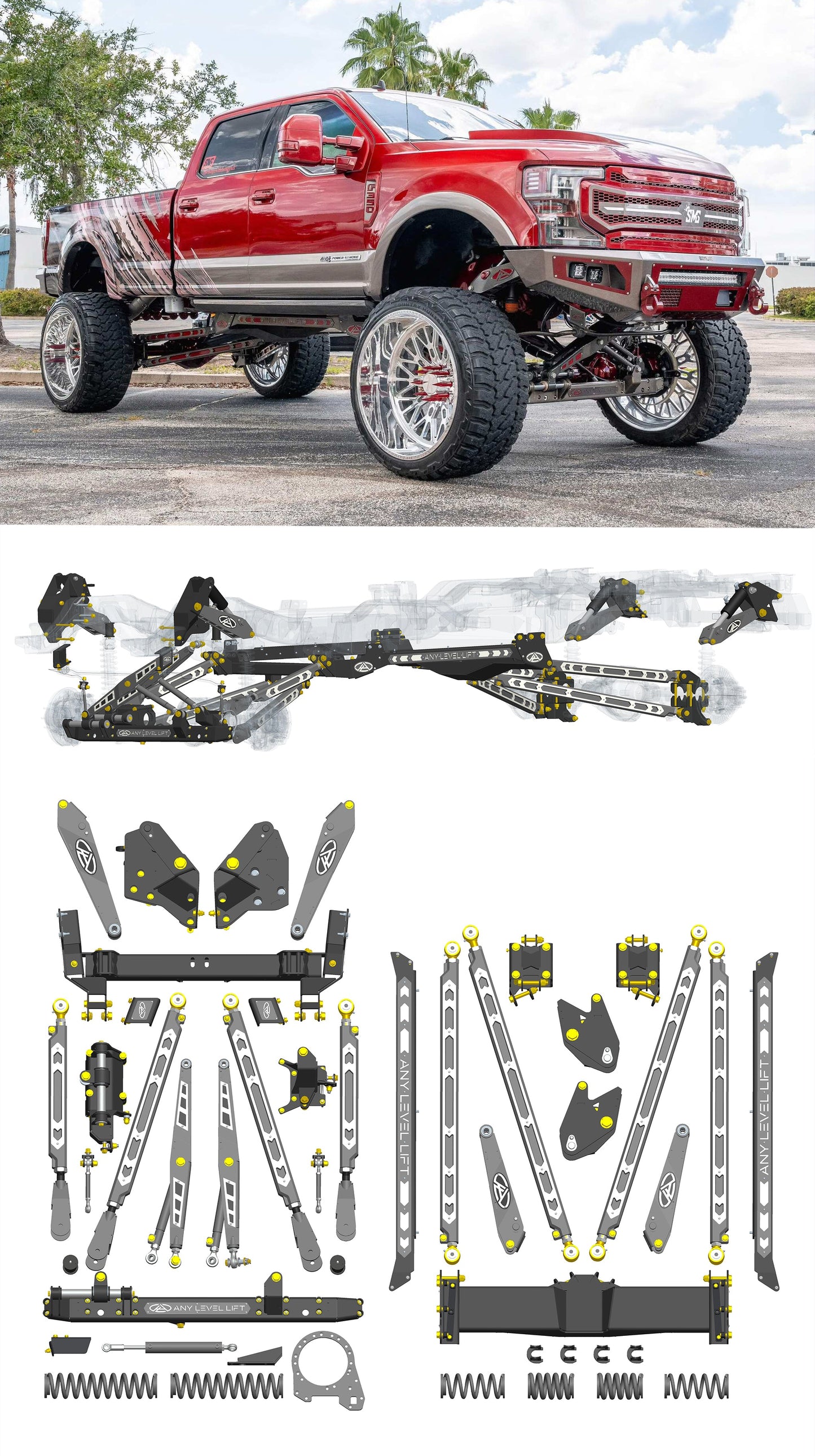 Any Level Lift - Base System, 0"-13": F-250/F-350, Single Rear Wheel (2017-2022) WHOLESALE