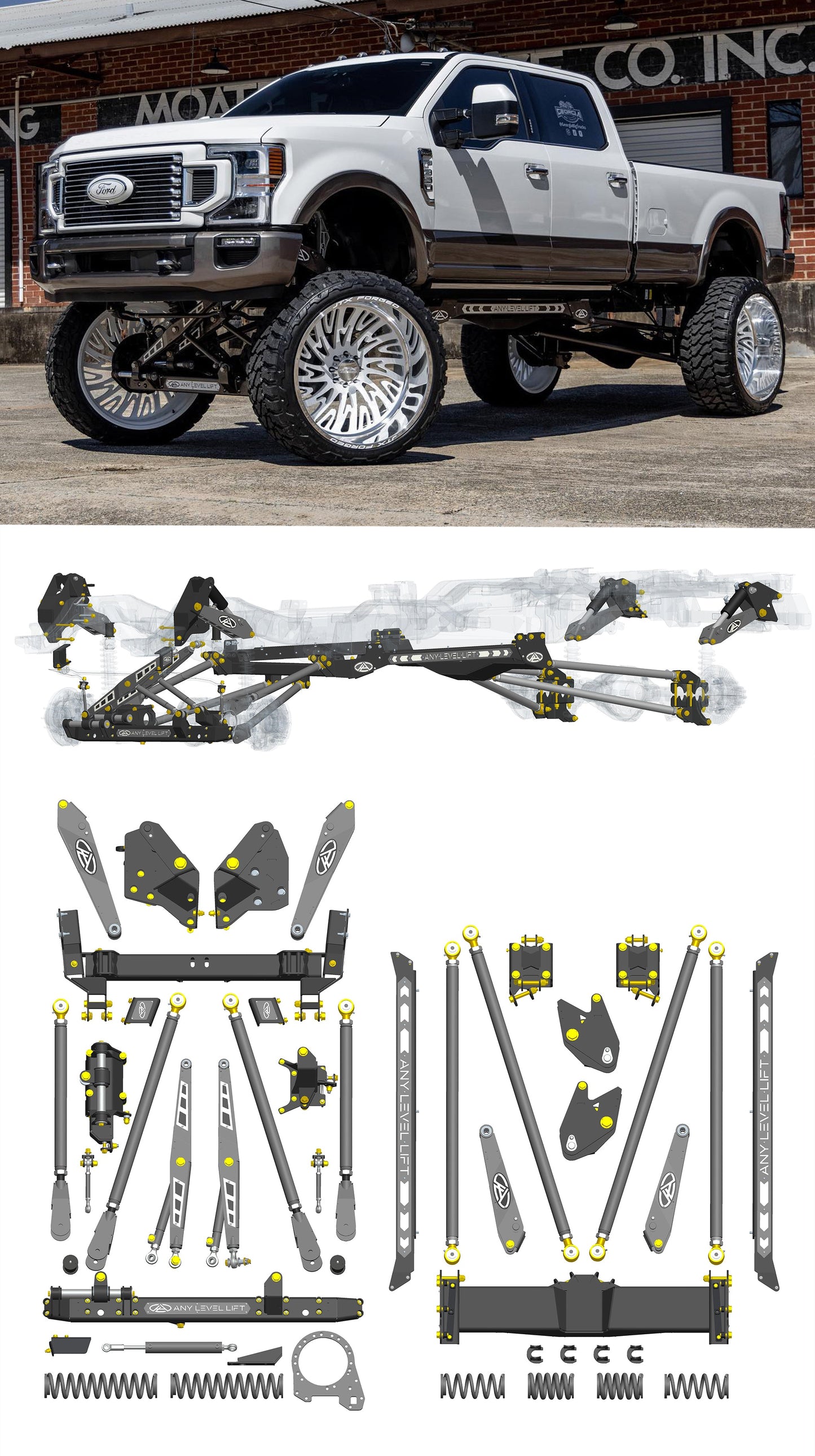 Any Level Lift - Base System, 0"-13": F-250/F-350, Single Rear Wheel (2017-2022) WHOLESALE