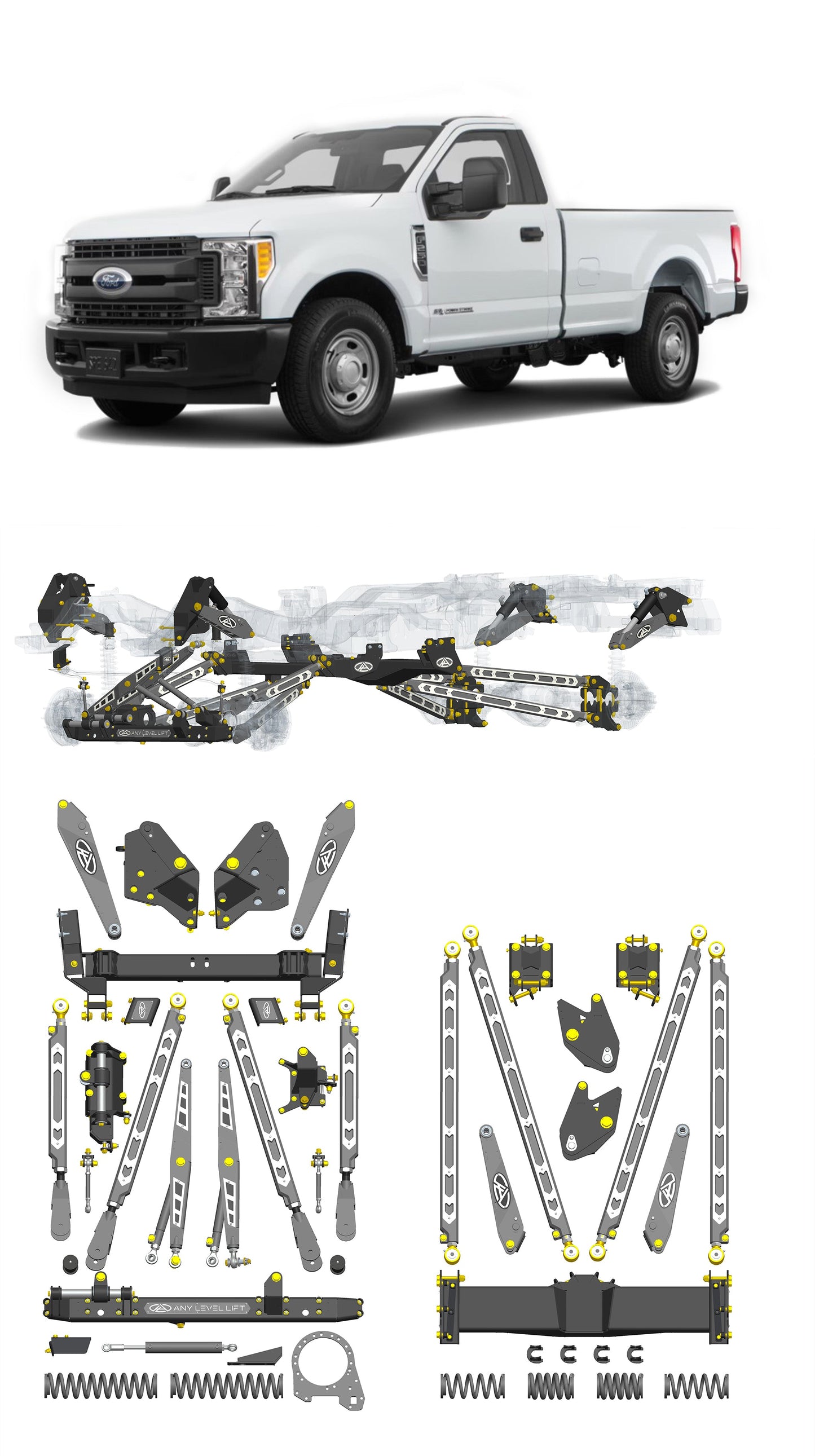 Any Level Lift - Base System, 0"-13": F-250/F-350, Single Rear Wheel (2017-2022) WHOLESALE