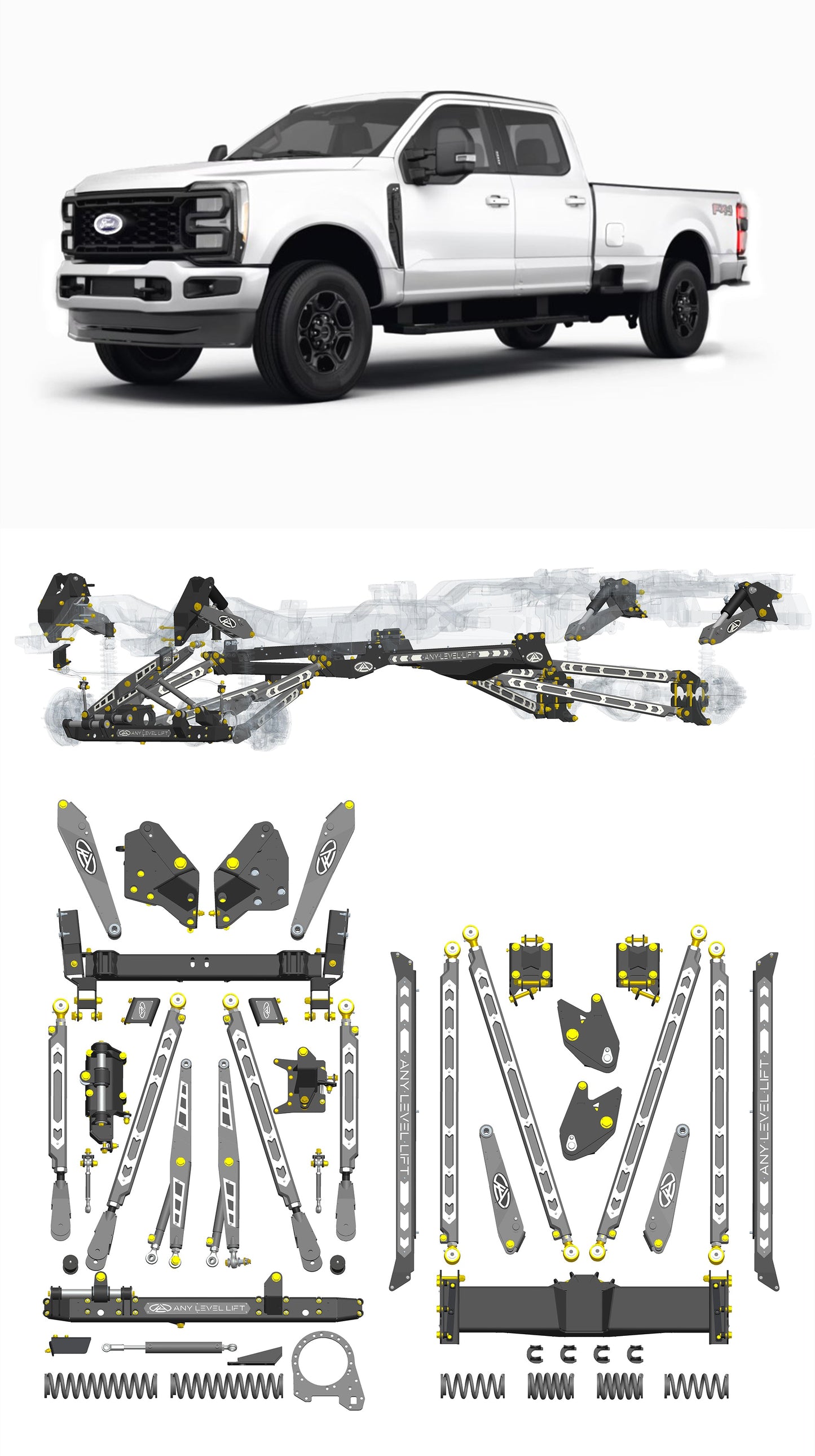 Any Level Lift - Base System, 0"-13": F-250/F-350, Single Rear Wheel (2023+) WHOLESALE