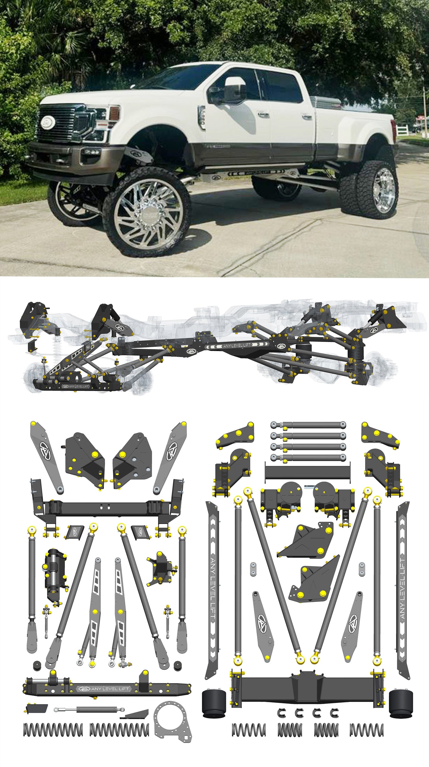 Any Level Lift - Base System, 0"-13": F-350 Dual Rear Wheel (2017-2022) WHOLESALE