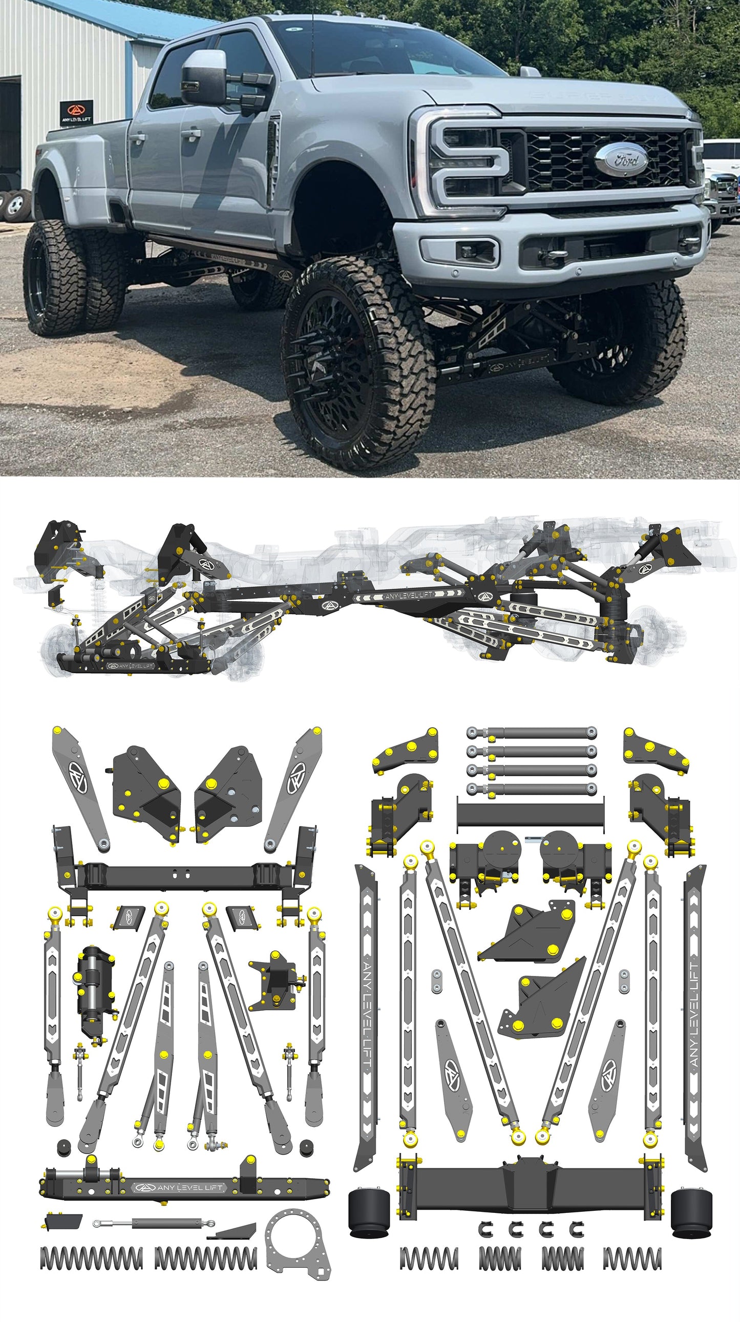 Any Level Lift - Base System, 0"-13": F-350 Dual Rear Wheel (2023+) WHOLESALE