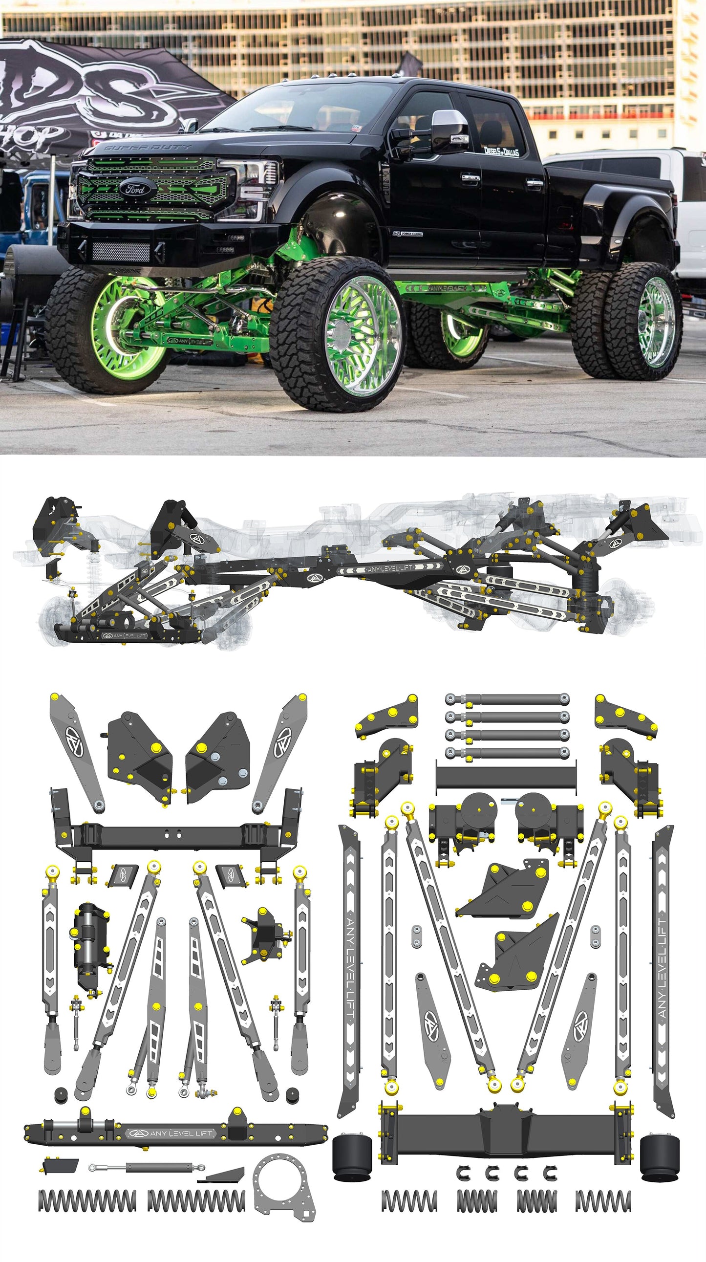 Any Level Lift - Base System, 0"-13": F-450 Dual Rear Wheel (2019-2022) WHOLESALE