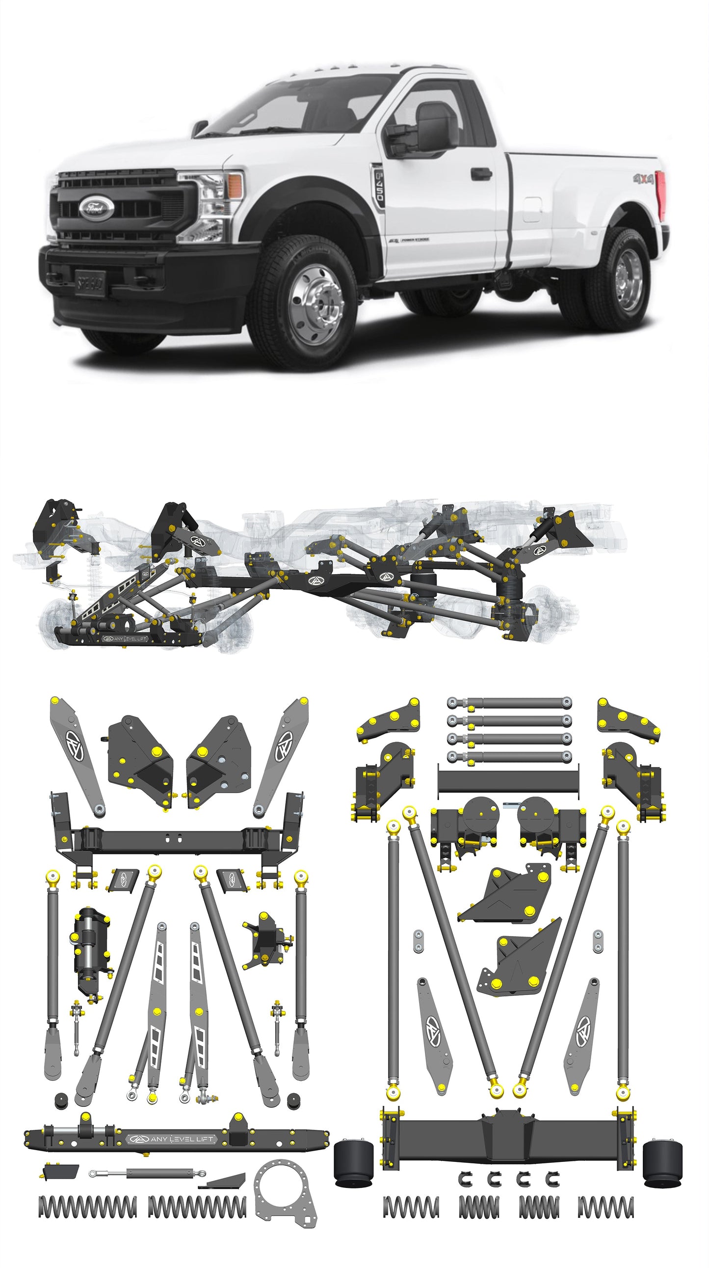 Any Level Lift - Base System, 0"-13": F-450 Dual Rear Wheel (2019-2022) WHOLESALE