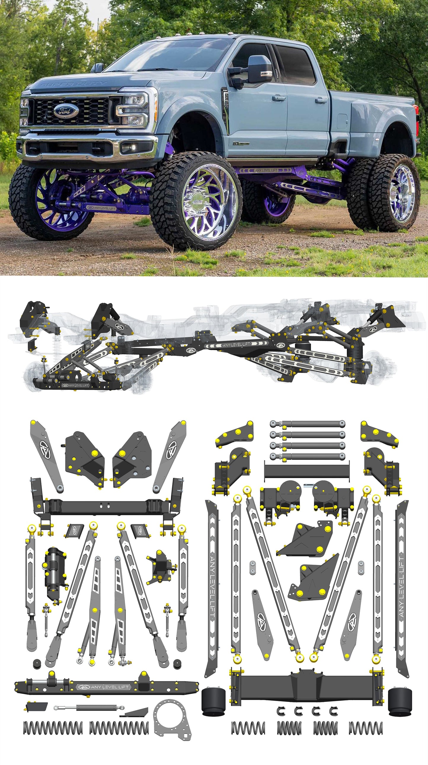 Any Level Lift - Base System, 0"-13": F-450 Dual Rear Wheel (2023+)