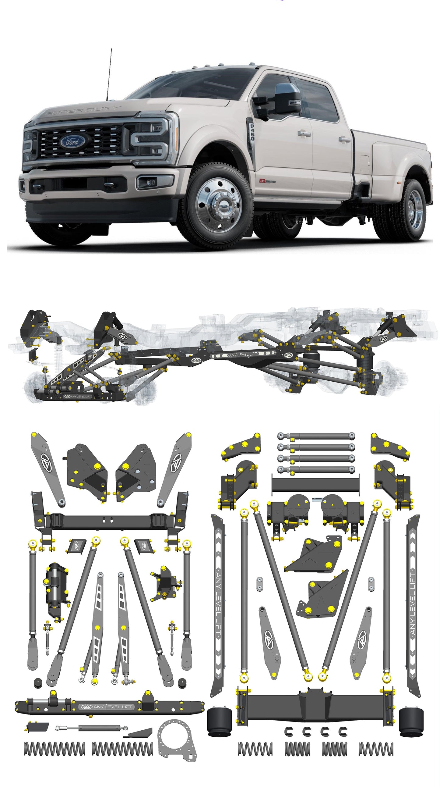 Any Level Lift - Base System, 0"-13": F-450 Dual Rear Wheel (2023+)