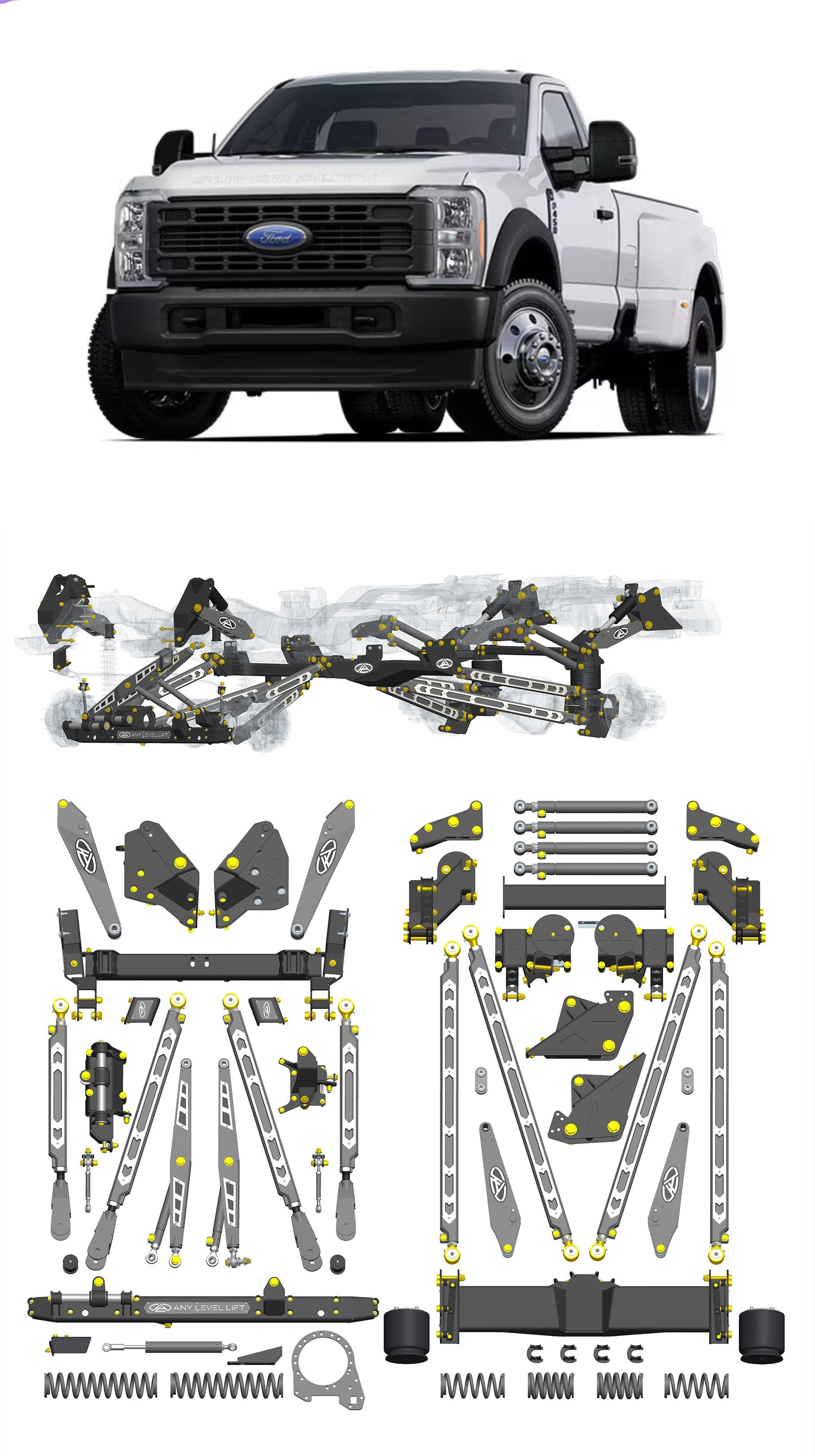 Any Level Lift - Base System, 0"-13": F-450 Dual Rear Wheel (2023+)