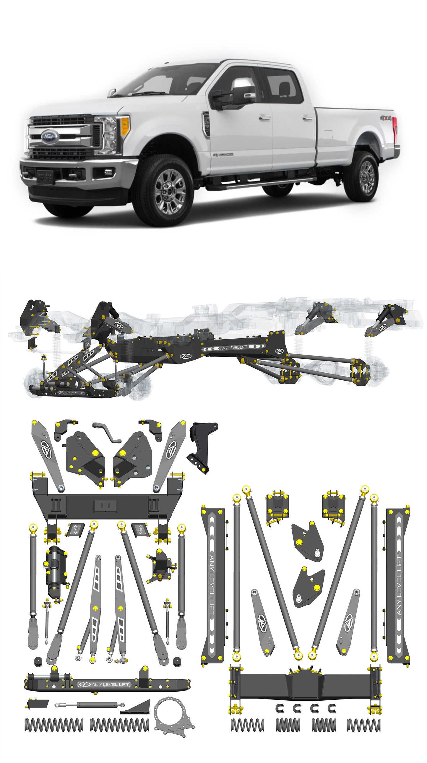Any Level Lift - Base System, 4"-17": F-250/F-350, Single Rear Wheel (2017-2022) WHOLESALE