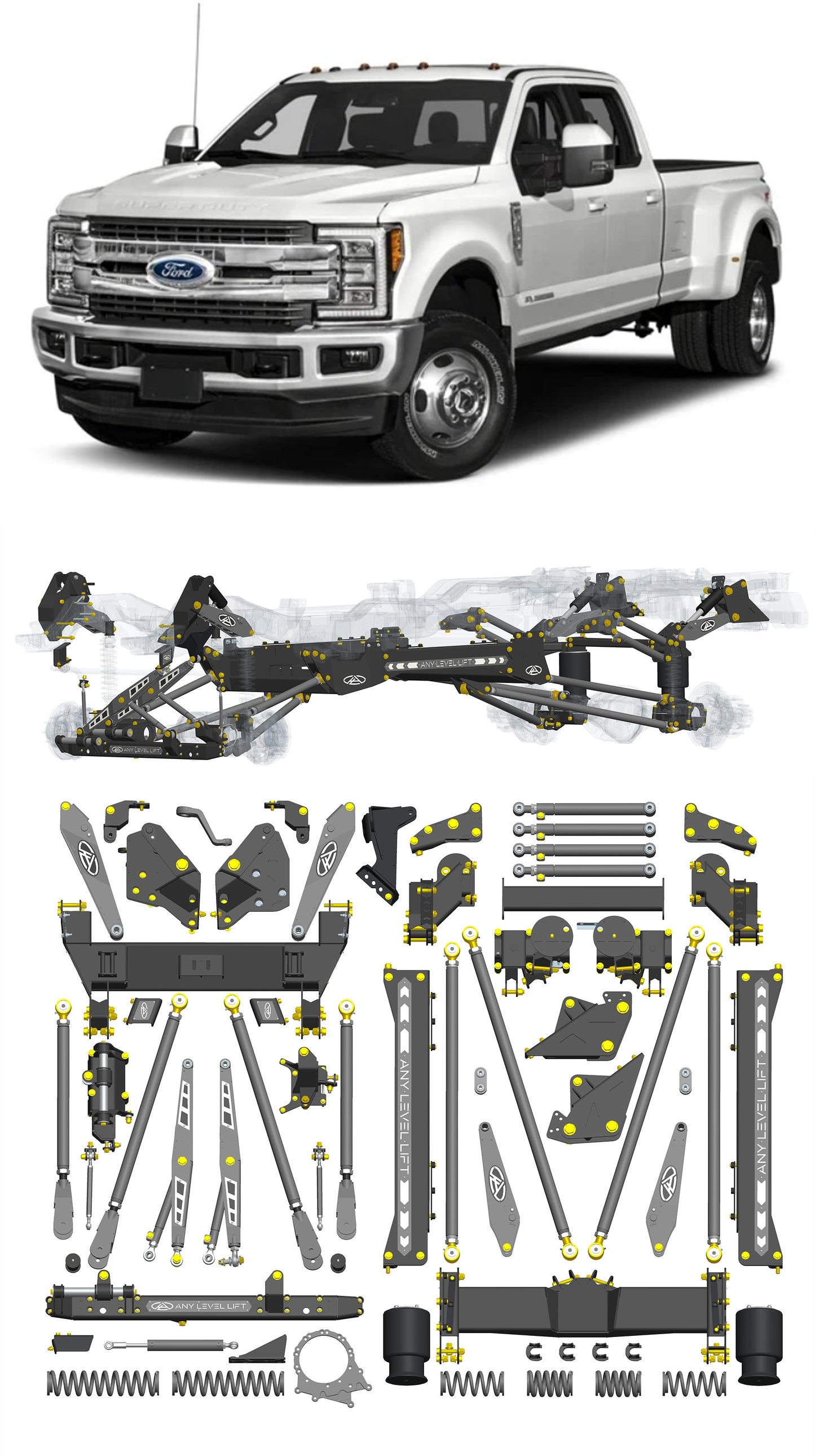 Any Level Lift - Base System, 4"-17": F-350 Dual Rear Wheel (2017-2022) WHOLESALE