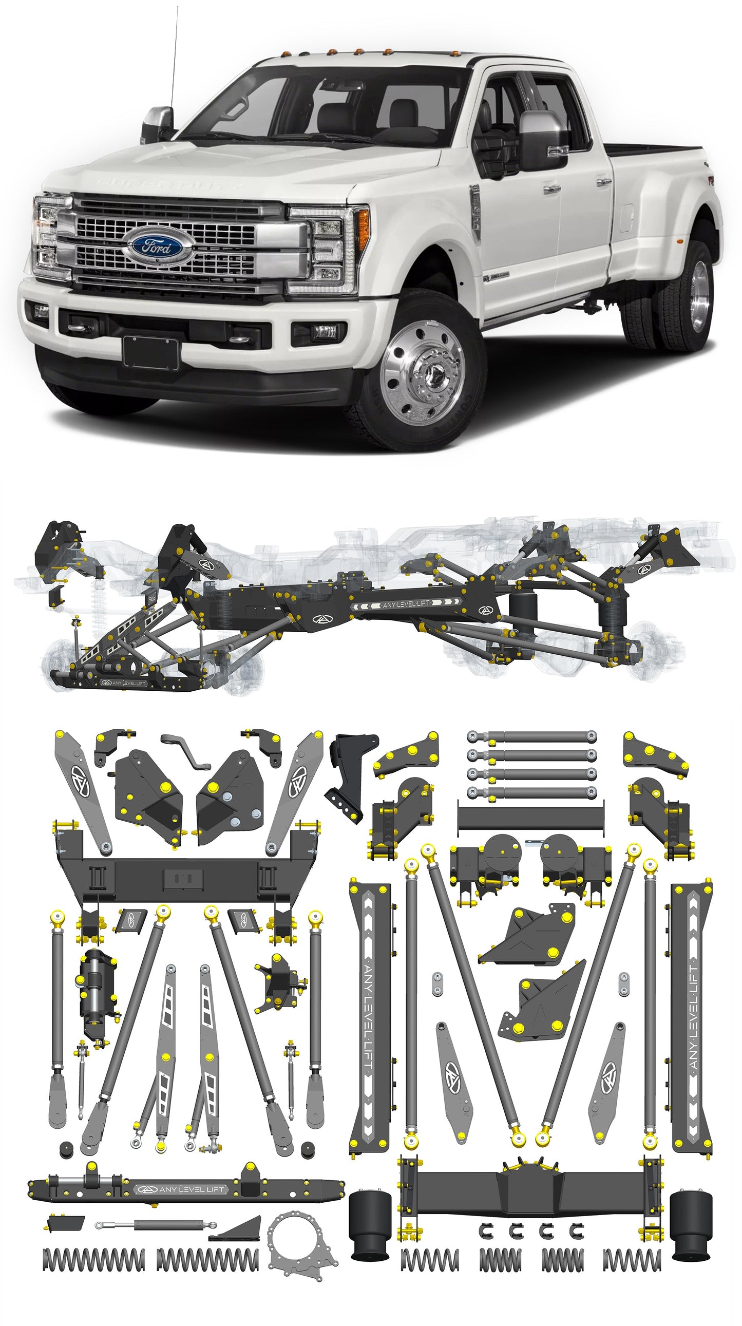 Any Level Lift - Base System, 4"-17": F-450 Dual Rear Wheel (2017-2018) WHOLESALE