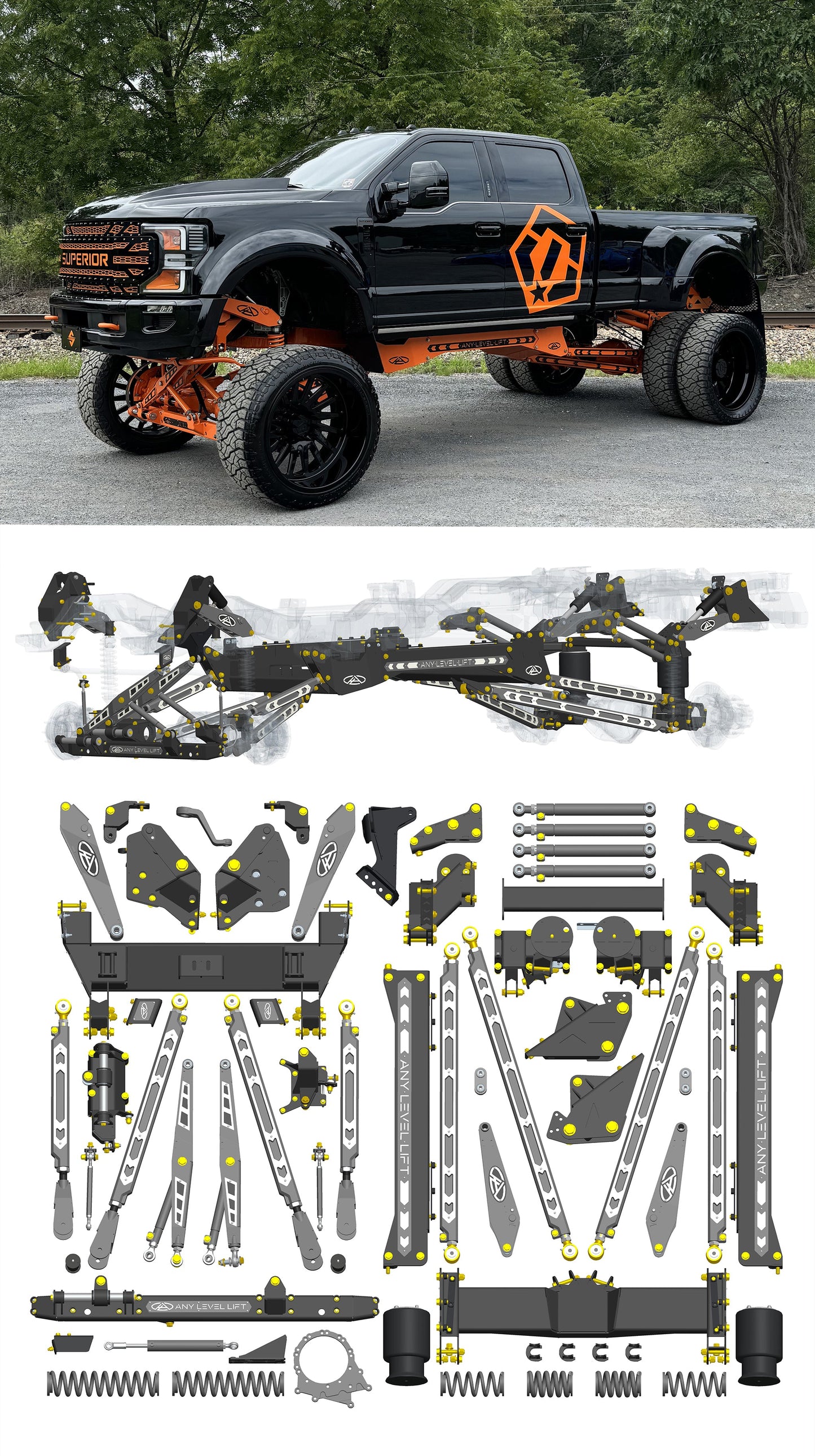 Any Level Lift - Base System, 4"-17": F-450 Dual Rear Wheel (2019-2022)