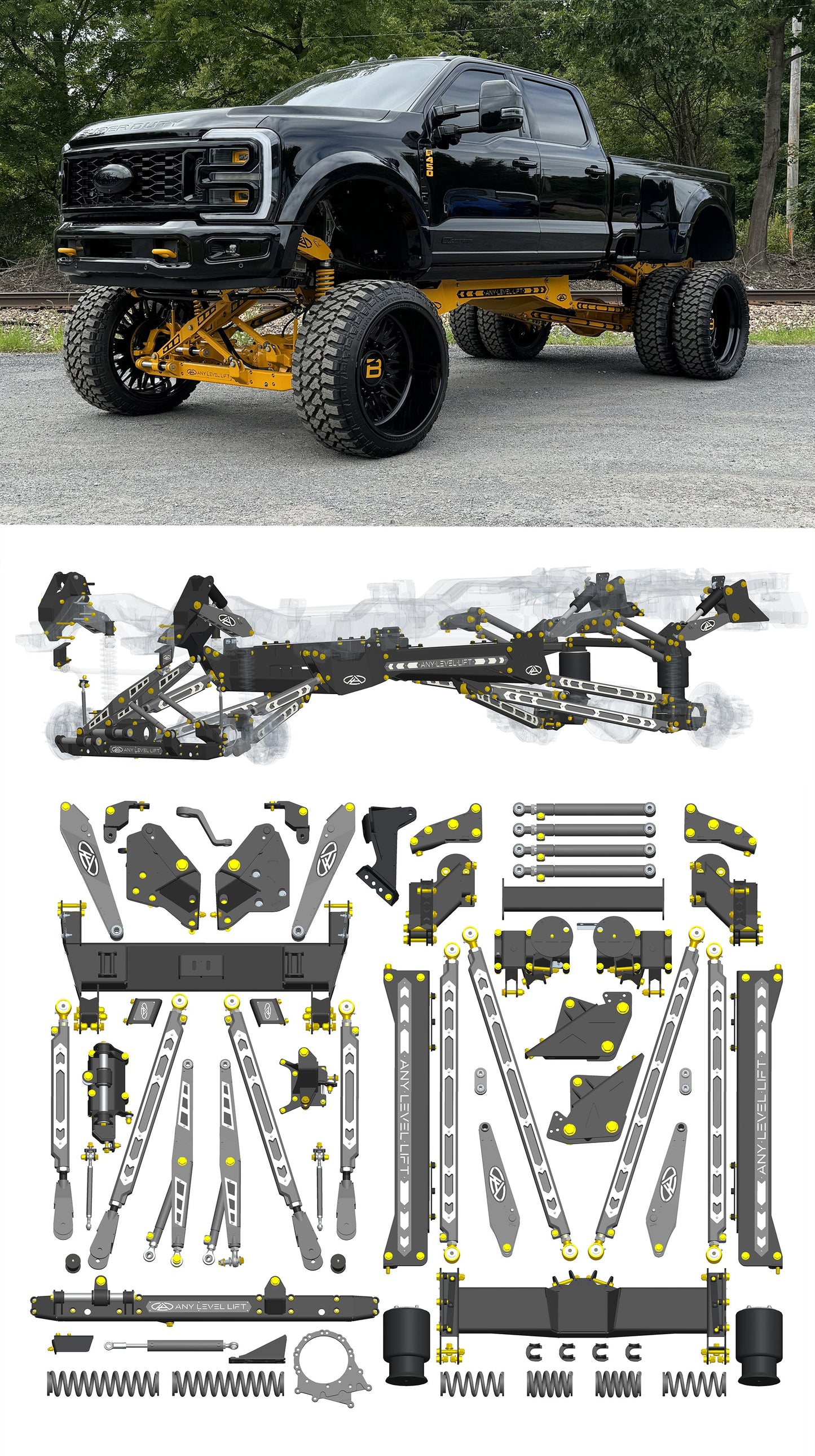 Any Level Lift - Base System, 4"-17": F-450 Dual Rear Wheel (2023+)