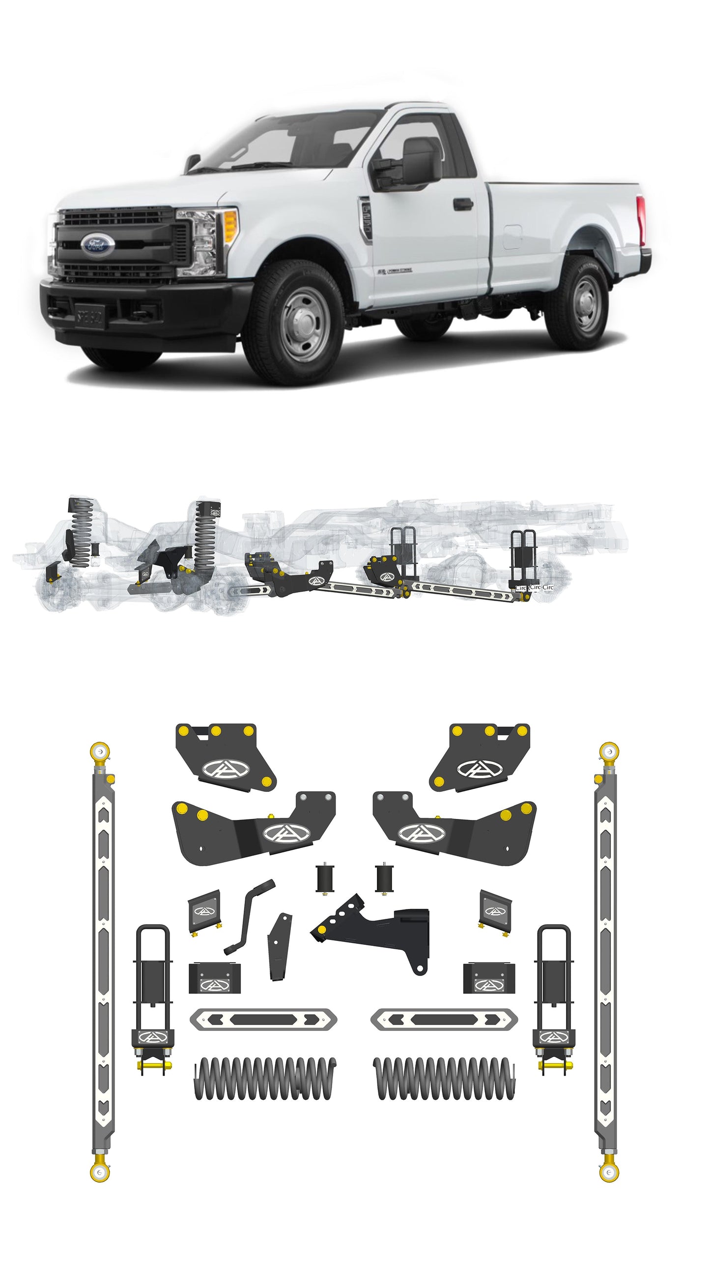 Any Level 4.5" Static Lift - Base System: F-250/F-350, Single Rear Wheel (2017-2019)
