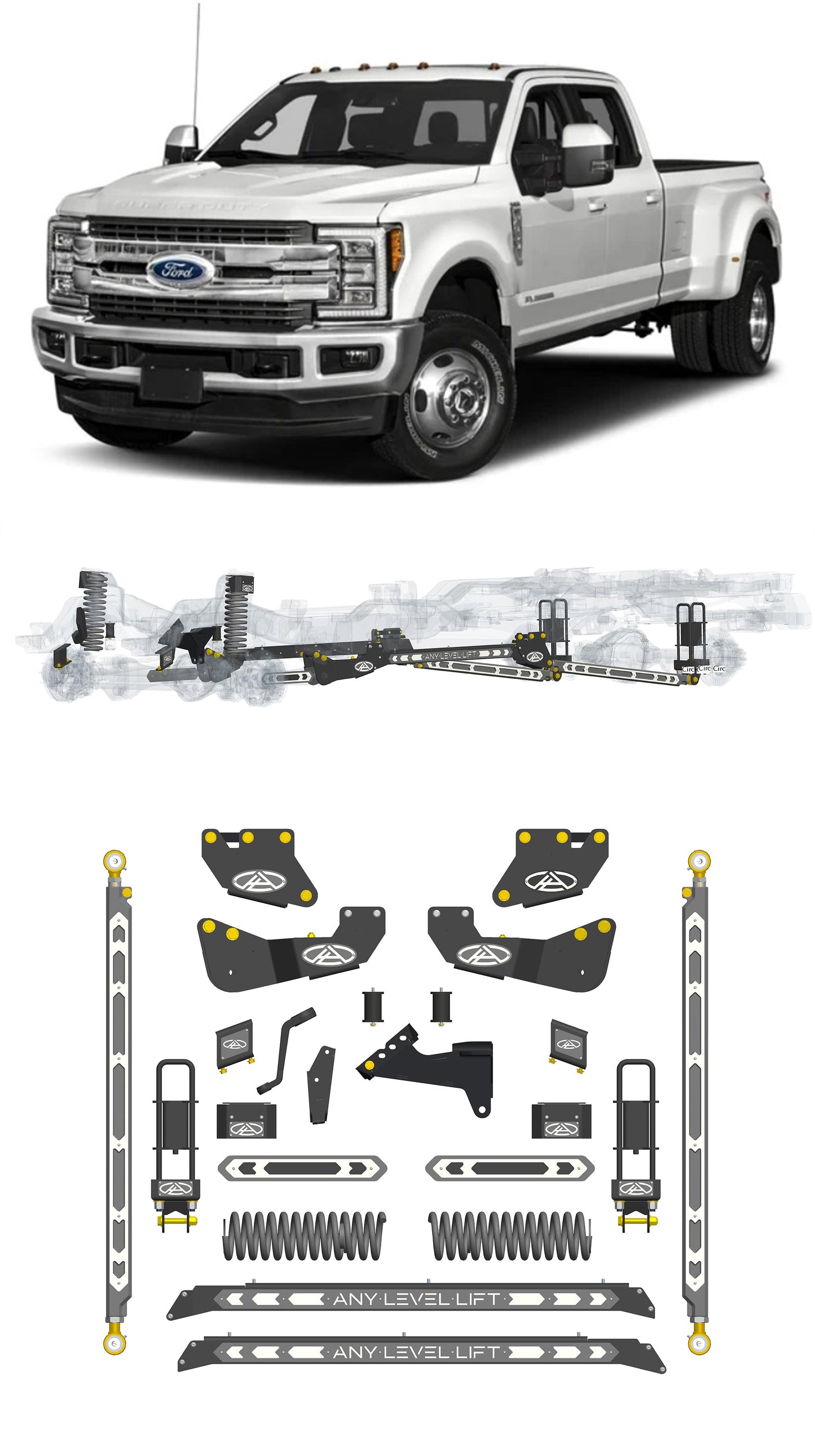 Any Level 4.5" Static Lift - Base System: F-350, Dual Rear Wheel (2017-2019)