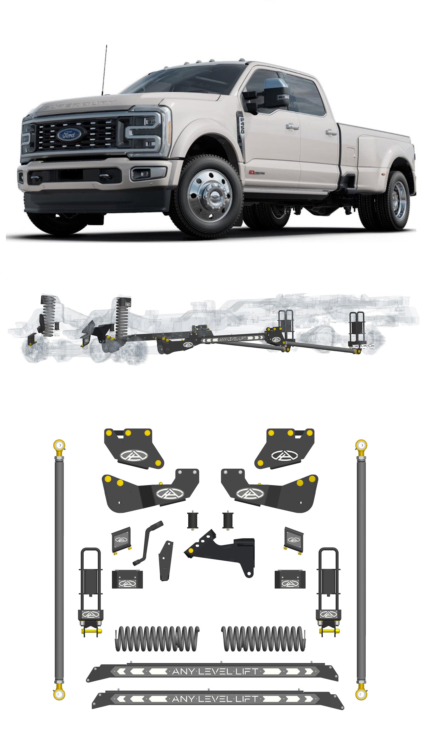 Any Level 5.5" Static Lift - Base System: F-450, Dual Rear Wheel (2023+)