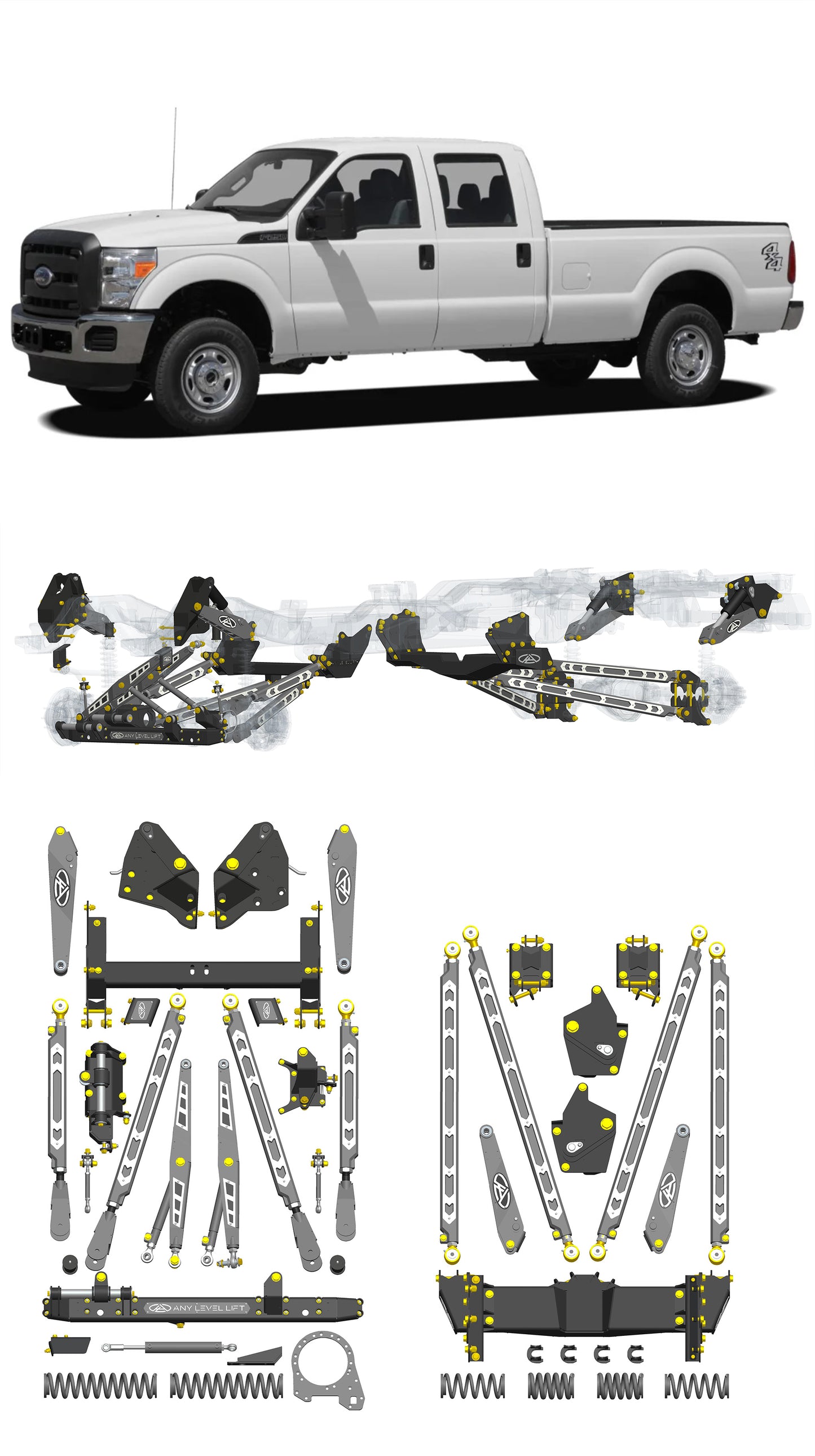 Any Level Lift - Base System, 0"-13": F-250/F-350, Single Rear Wheel (2011-2016) WHOLESALE