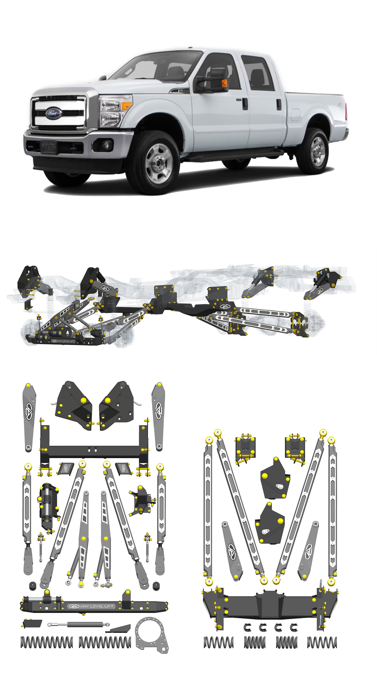 Any Level Lift - Base System, 0"-13": F-250/F-350, Single Rear Wheel (2011-2016) WHOLESALE