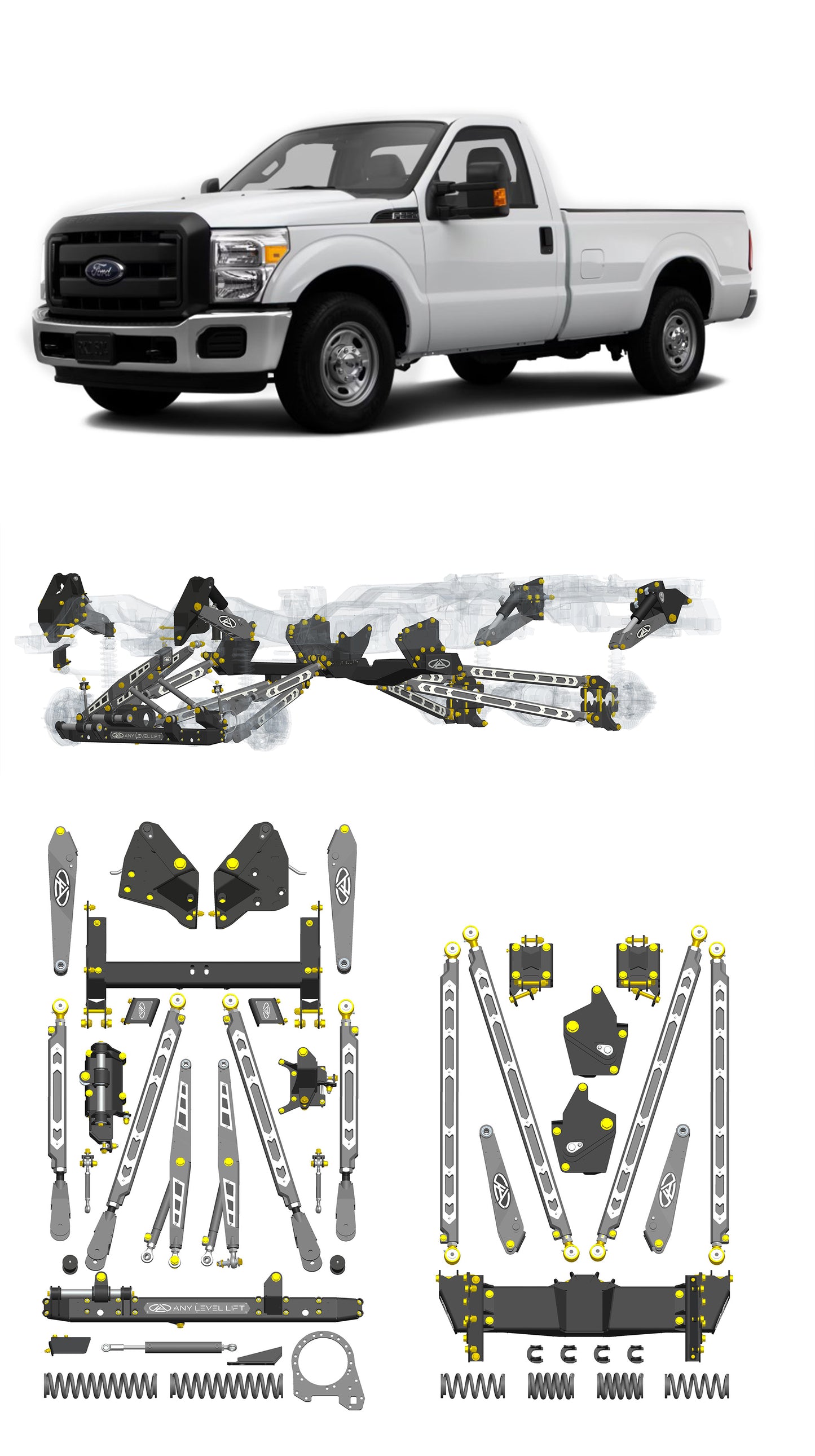 Any Level Lift - Base System, 0"-13": F-250/F-350, Single Rear Wheel (2011-2016) WHOLESALE