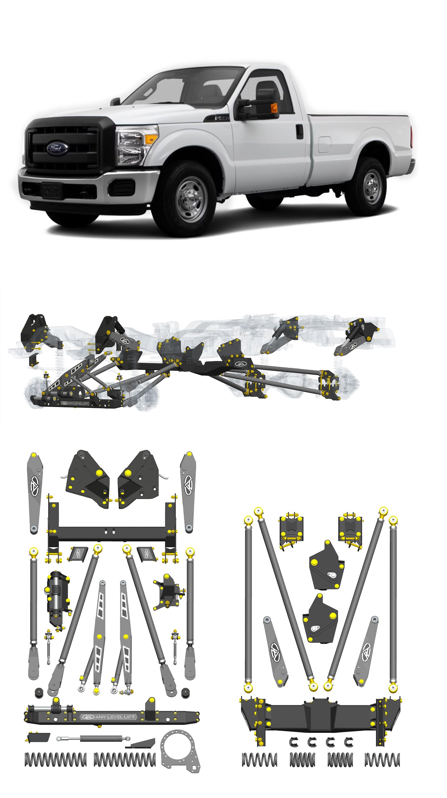 Any Level Lift - Base System, 0"-13": F-250/F-350, Single Rear Wheel (2011-2016) WHOLESALE