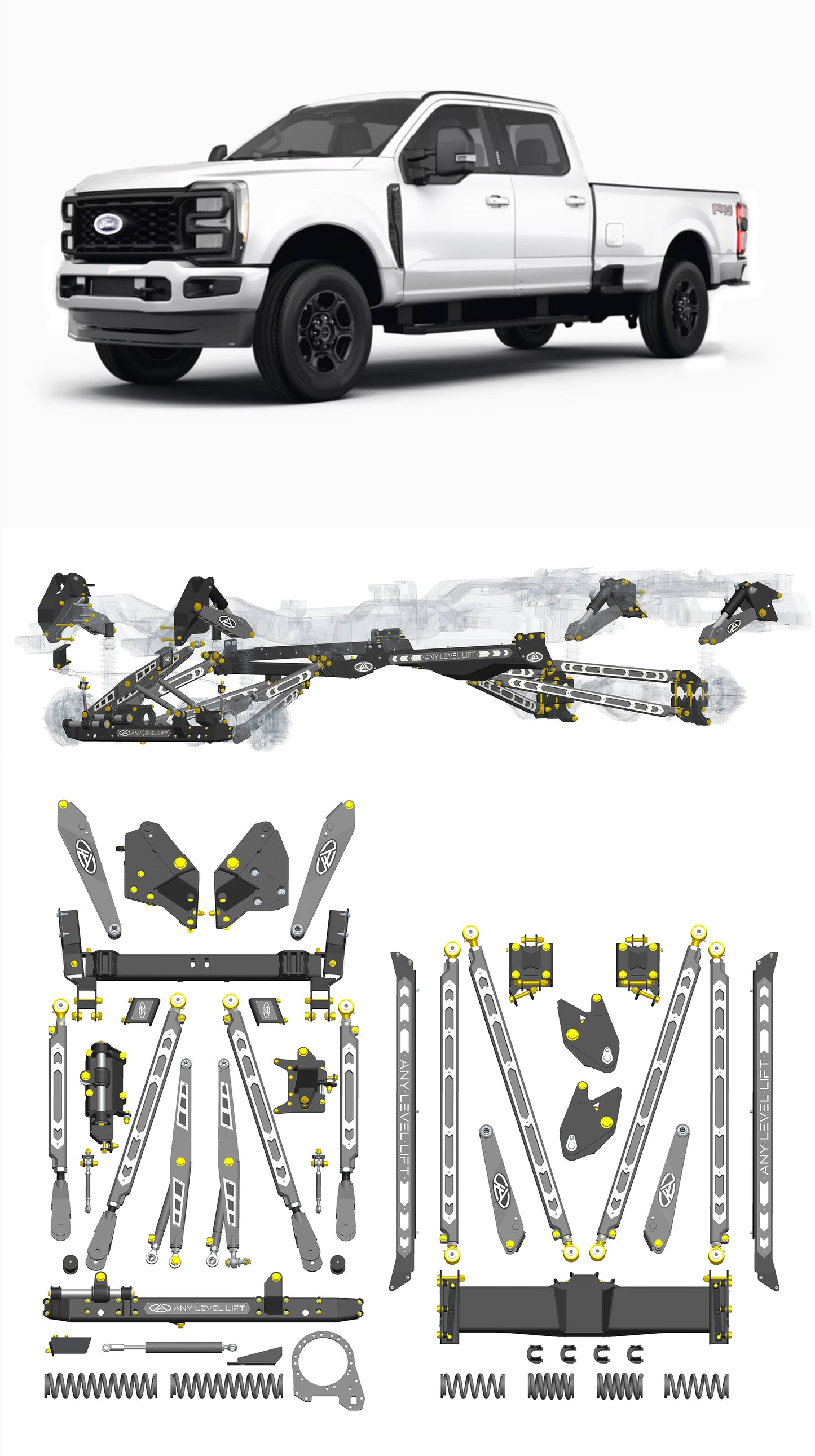 Any Level Lift - Base System, 0"-13": F-250/F-350, Single Rear Wheel (2023+)