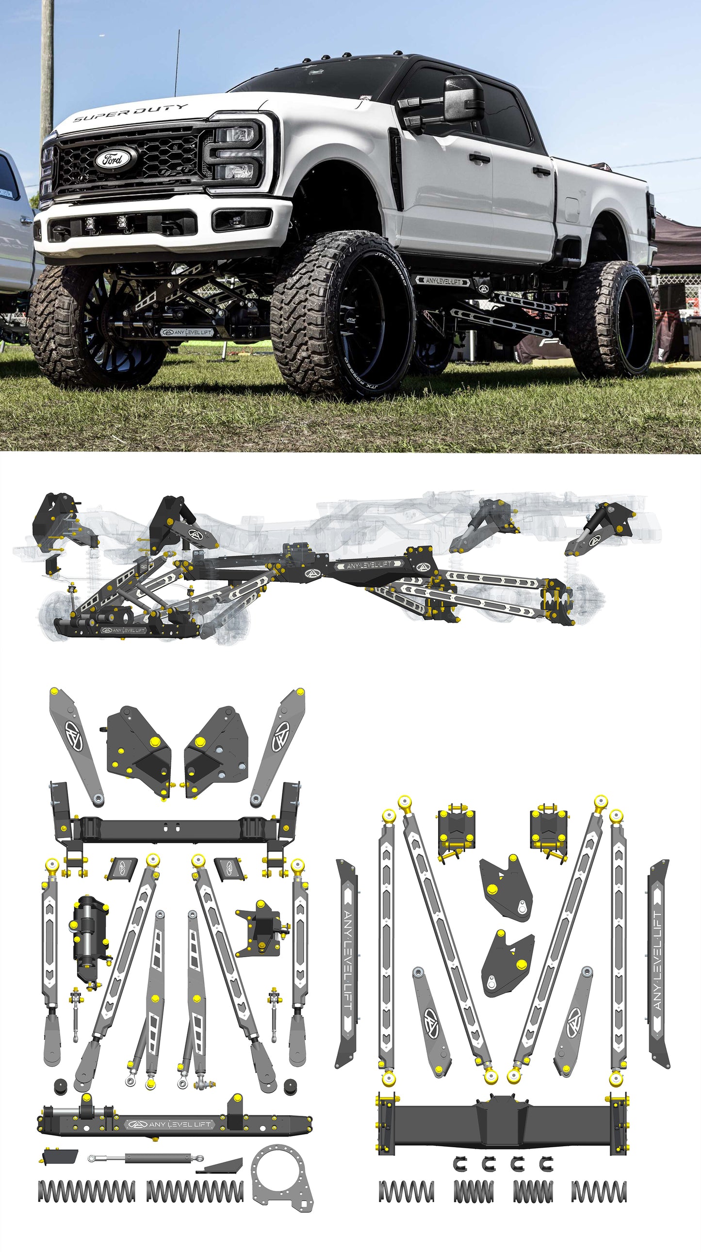 Any Level Lift - Base System, 0"-13": F-250/F-350, Single Rear Wheel (2023+)