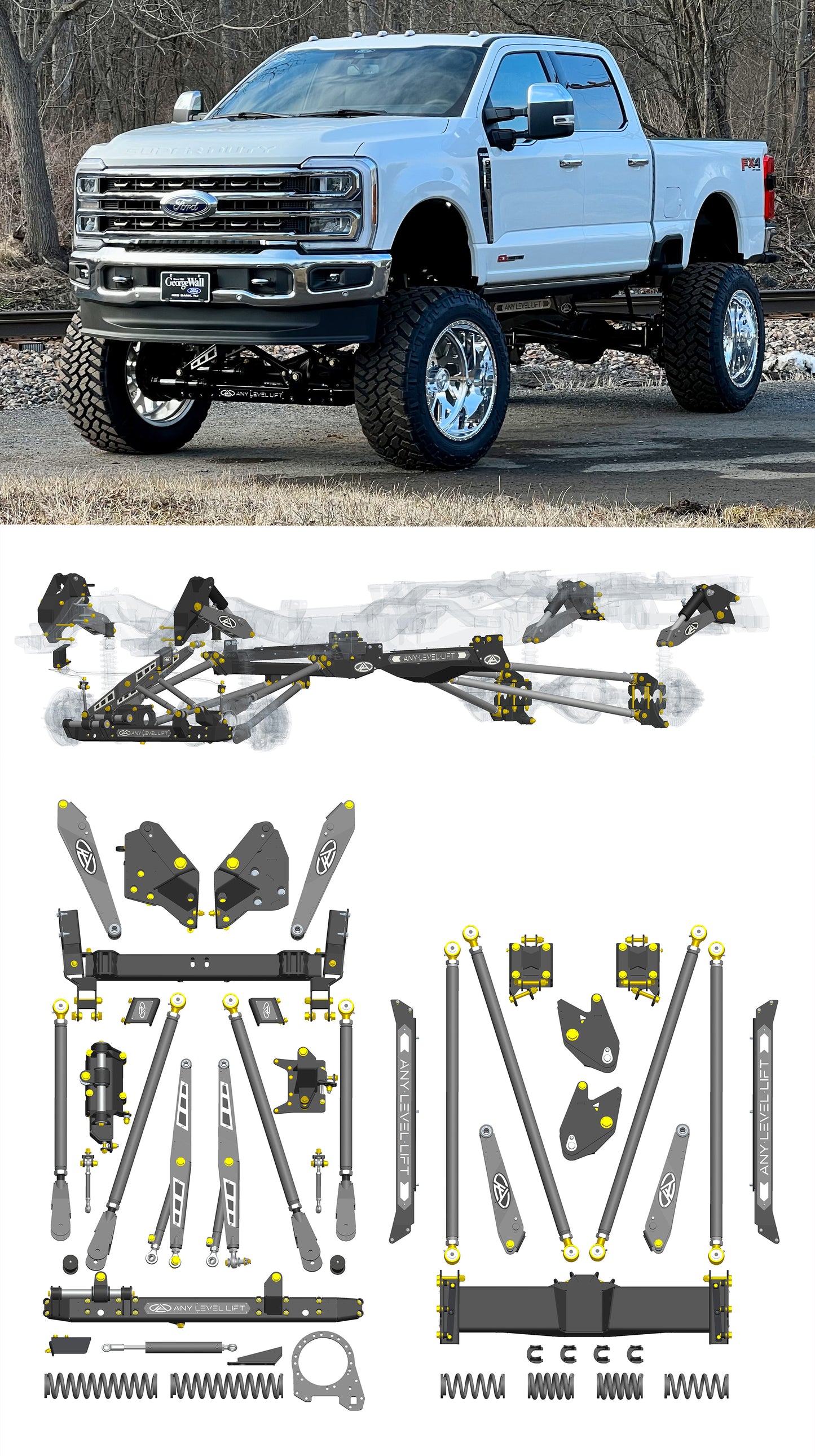 Any Level Lift - Base System, 0"-13": F-250/F-350, Single Rear Wheel (2023+)