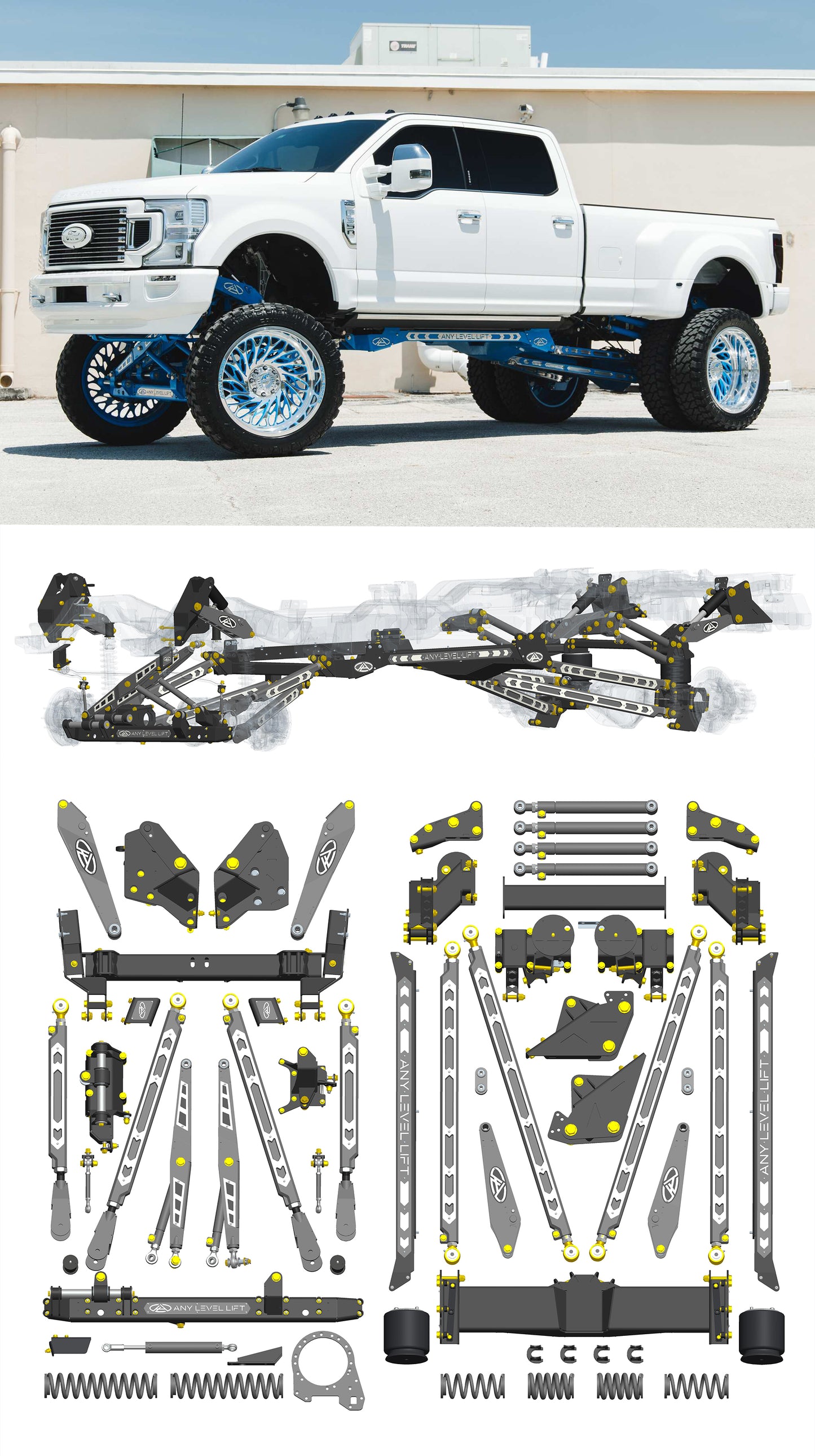 Any Level Lift - Base System, 0"-13": F-350 Dual Rear Wheel (2017-2022)