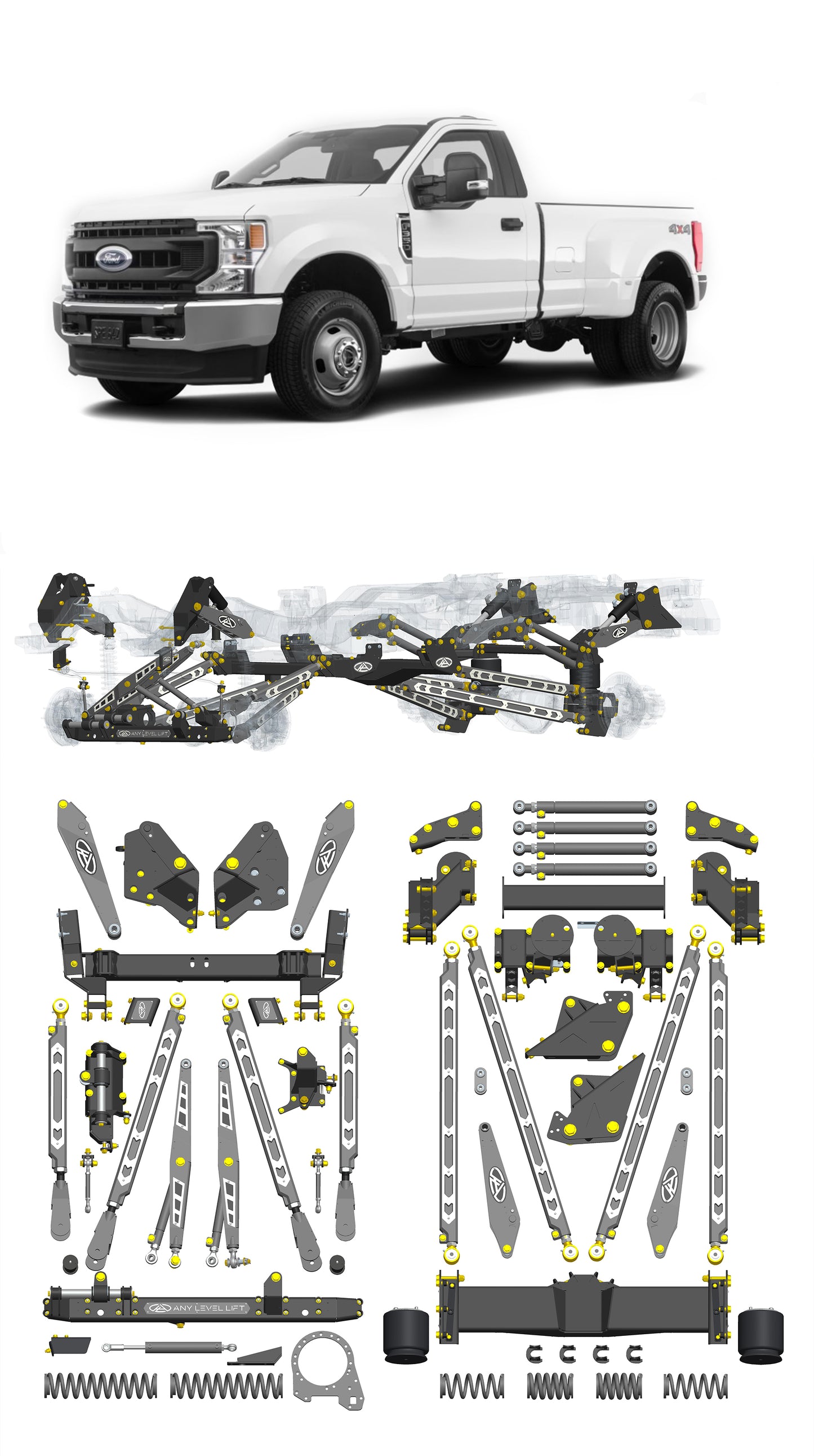 Any Level Lift - Base System, 0"-13": F-350 Dual Rear Wheel (2017-2022)