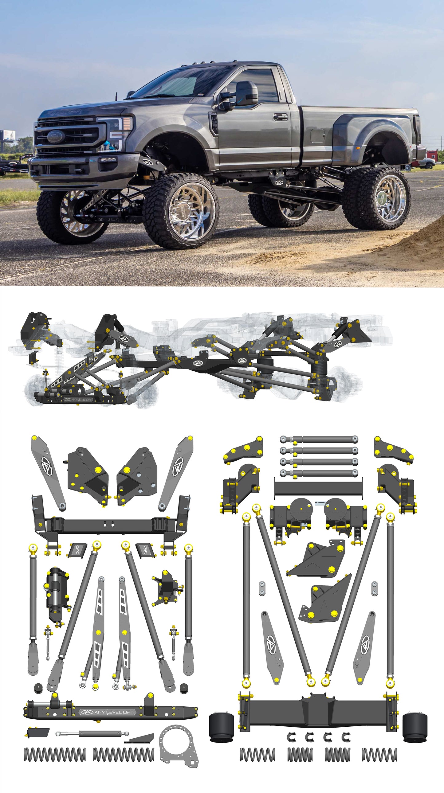 Any Level Lift - Base System, 0"-13": F-350 Dual Rear Wheel (2017-2022)