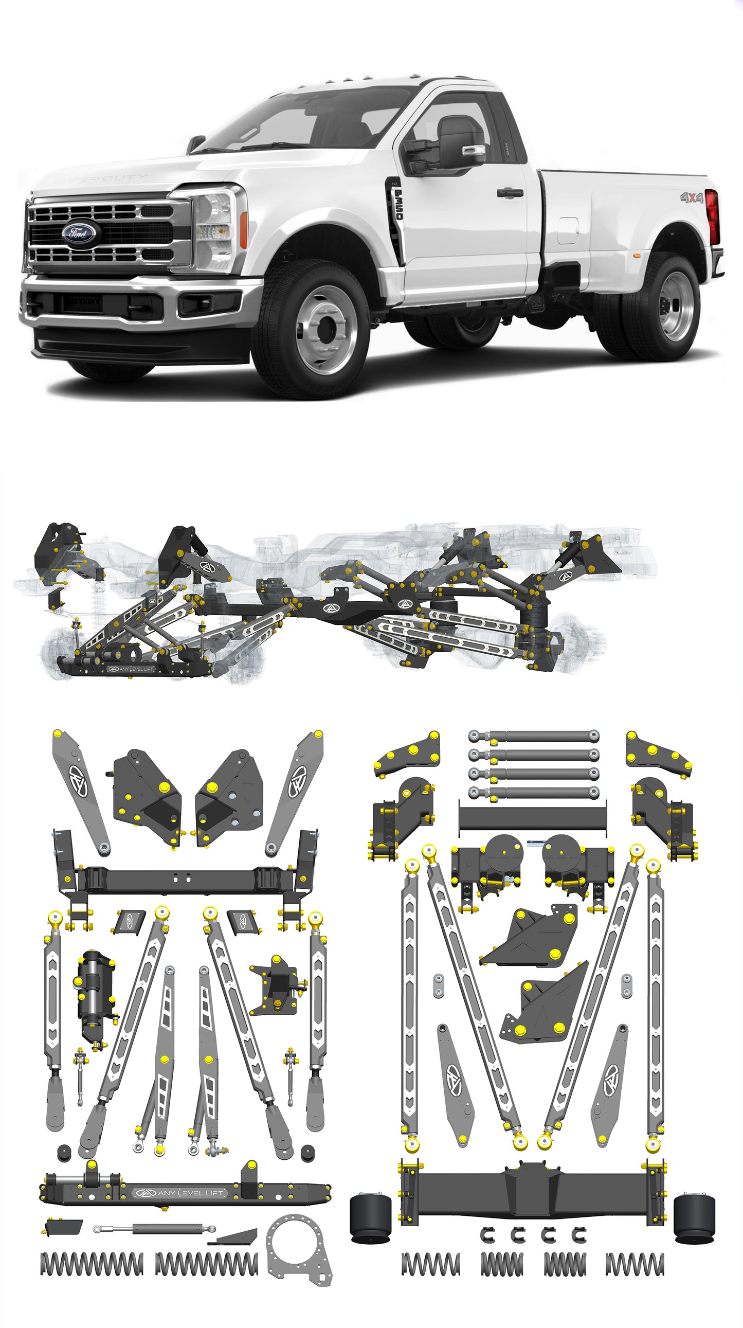 Any Level Lift - Base System, 0"-13": F-350 Dual Rear Wheel (2023+) WHOLESALE