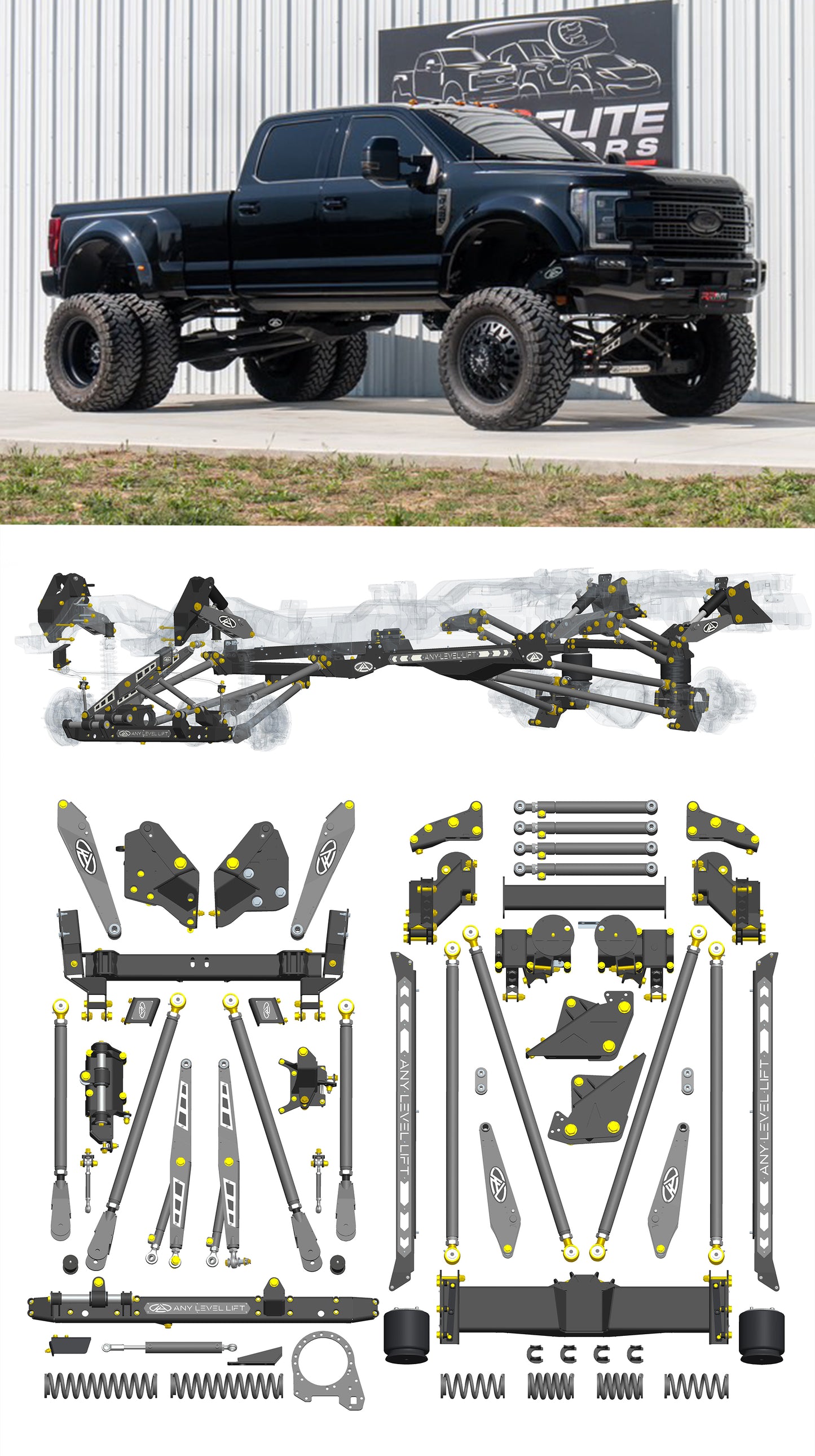 Any Level Lift - Base System, 0"-13": F-450 Dual Rear Wheel (2017-2018) WHOLESALE