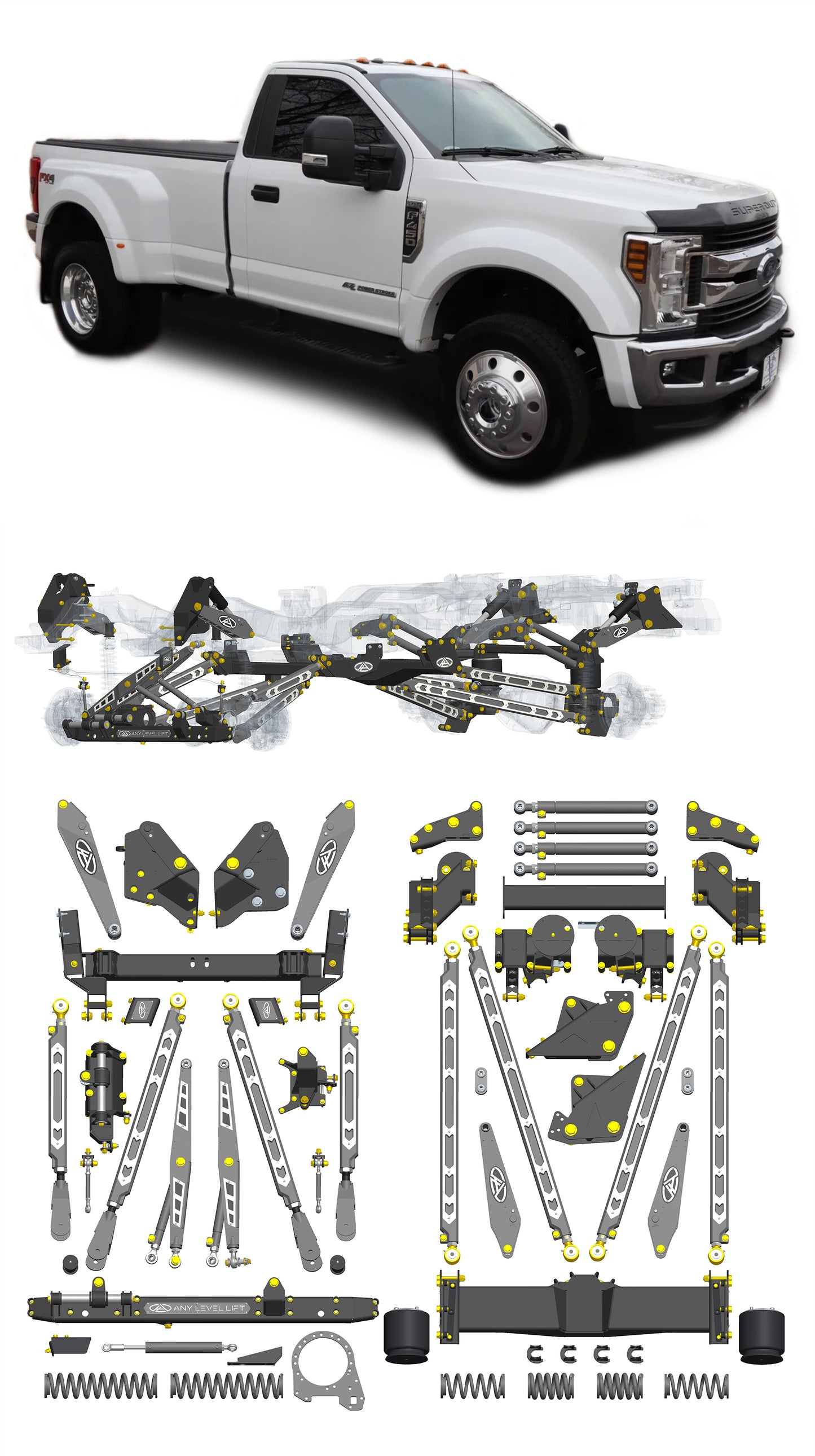 Any Level Lift - Base System, 0"-13": F-450 Dual Rear Wheel (2017-2018) WHOLESALE