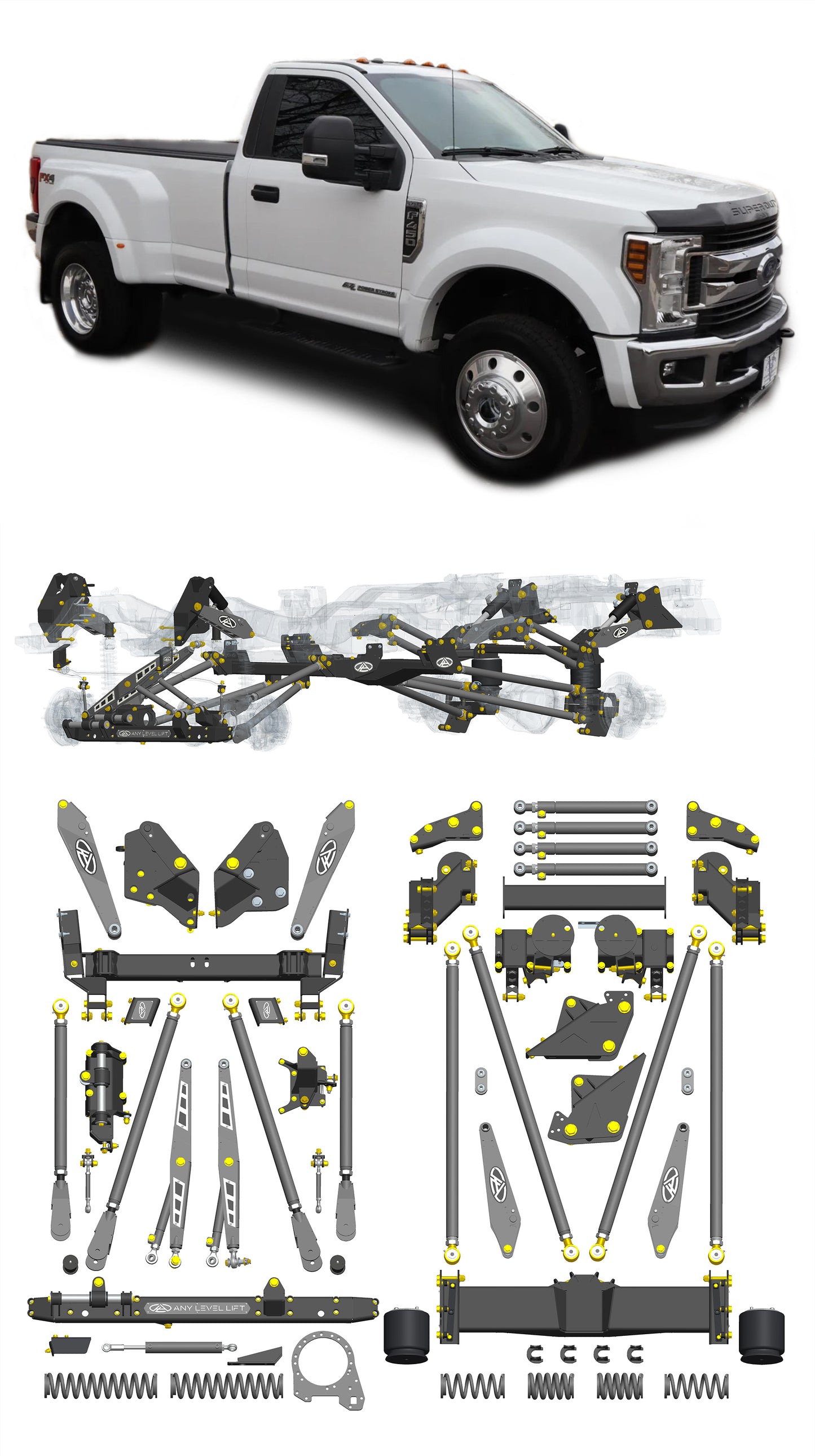 Any Level Lift - Base System, 0"-13": F-450 Dual Rear Wheel (2017-2018) WHOLESALE