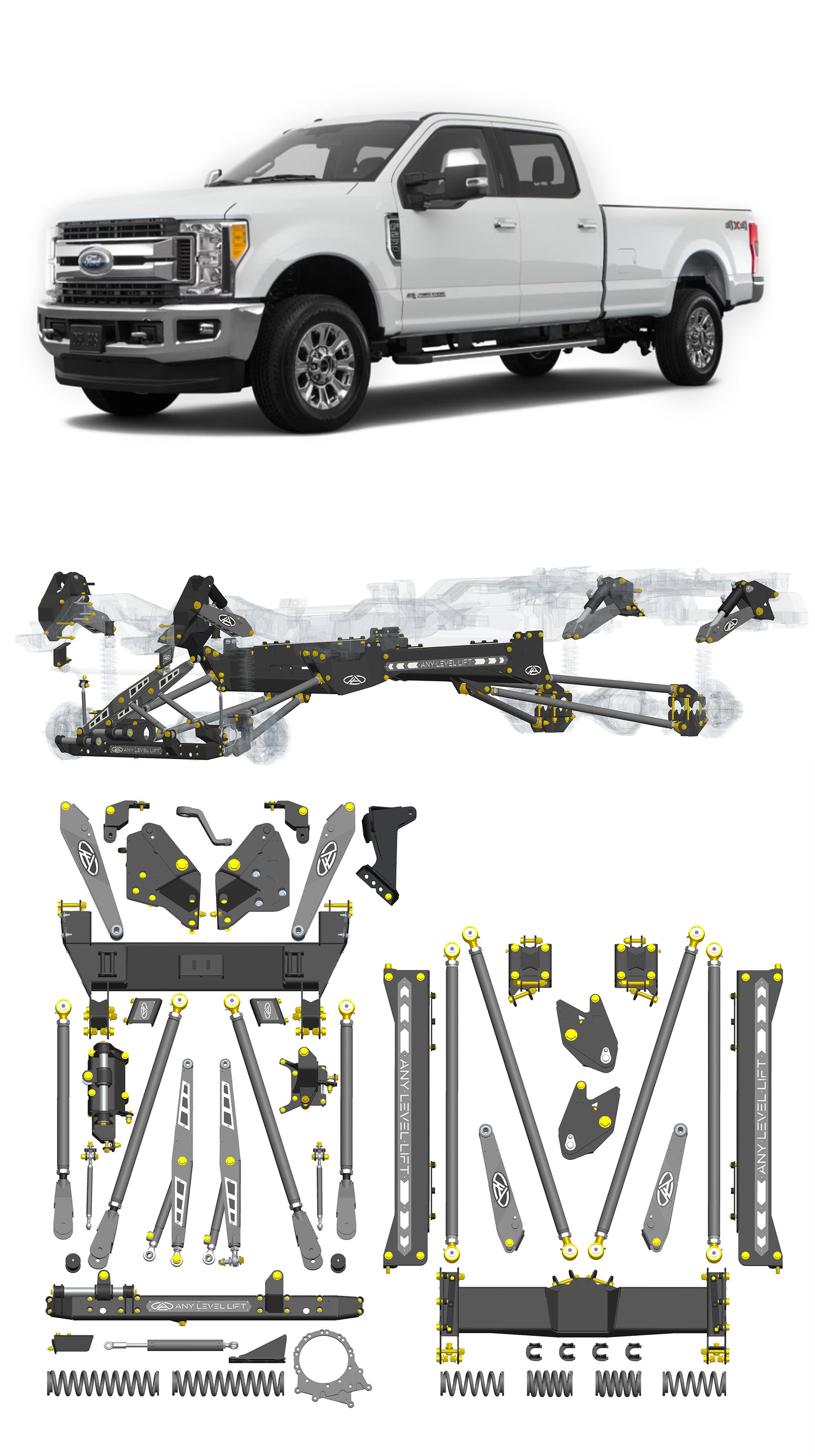 Any Level Lift - Base System, 4"-17": F-250/F-350, Single Rear Wheel (2017-2022)