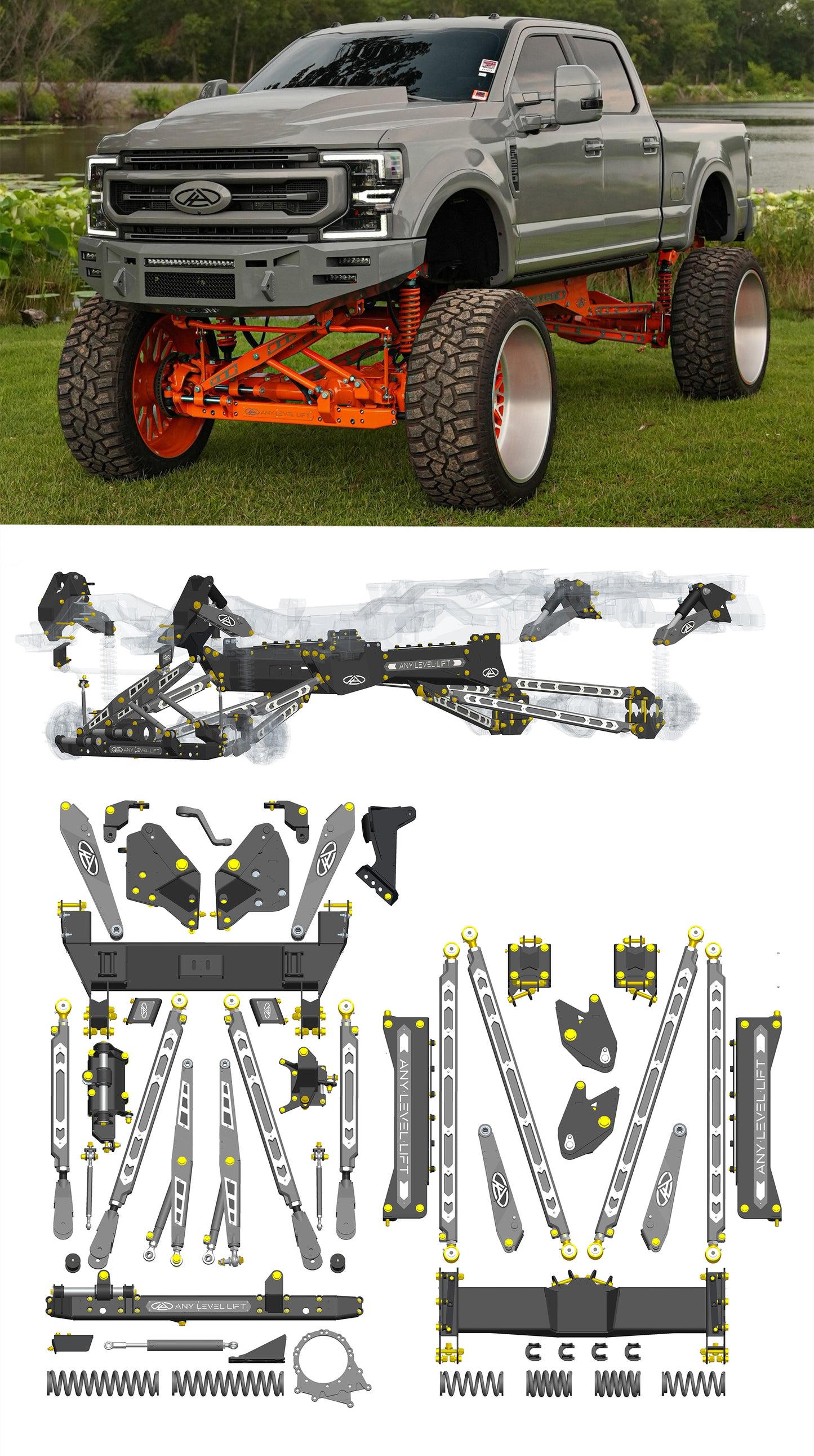 Any Level Lift - Base System, 4"-17": F-250/F-350, Single Rear Wheel (2017-2022)