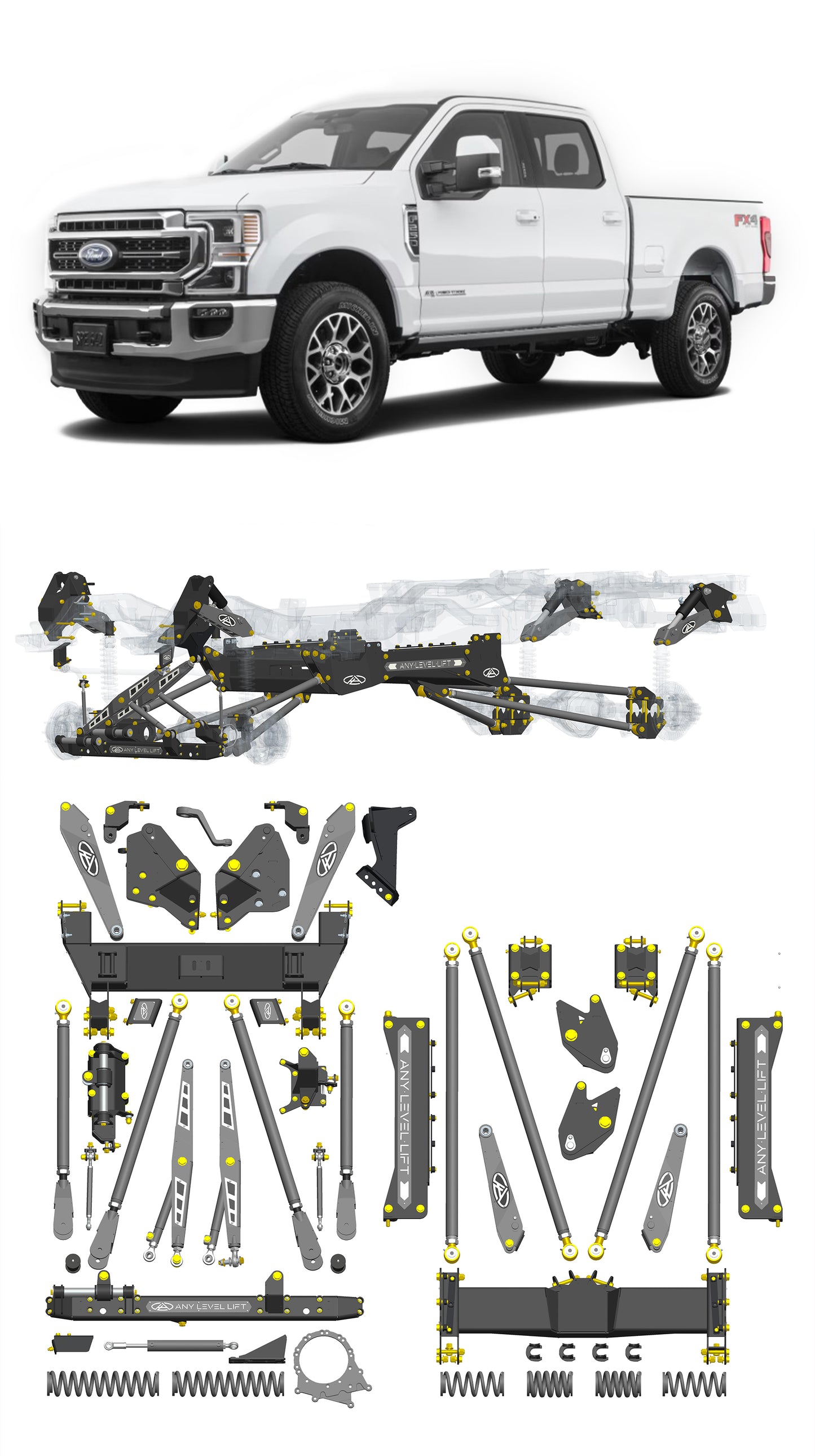 Any Level Lift - Base System, 4"-17": F-250/F-350, Single Rear Wheel (2017-2022)