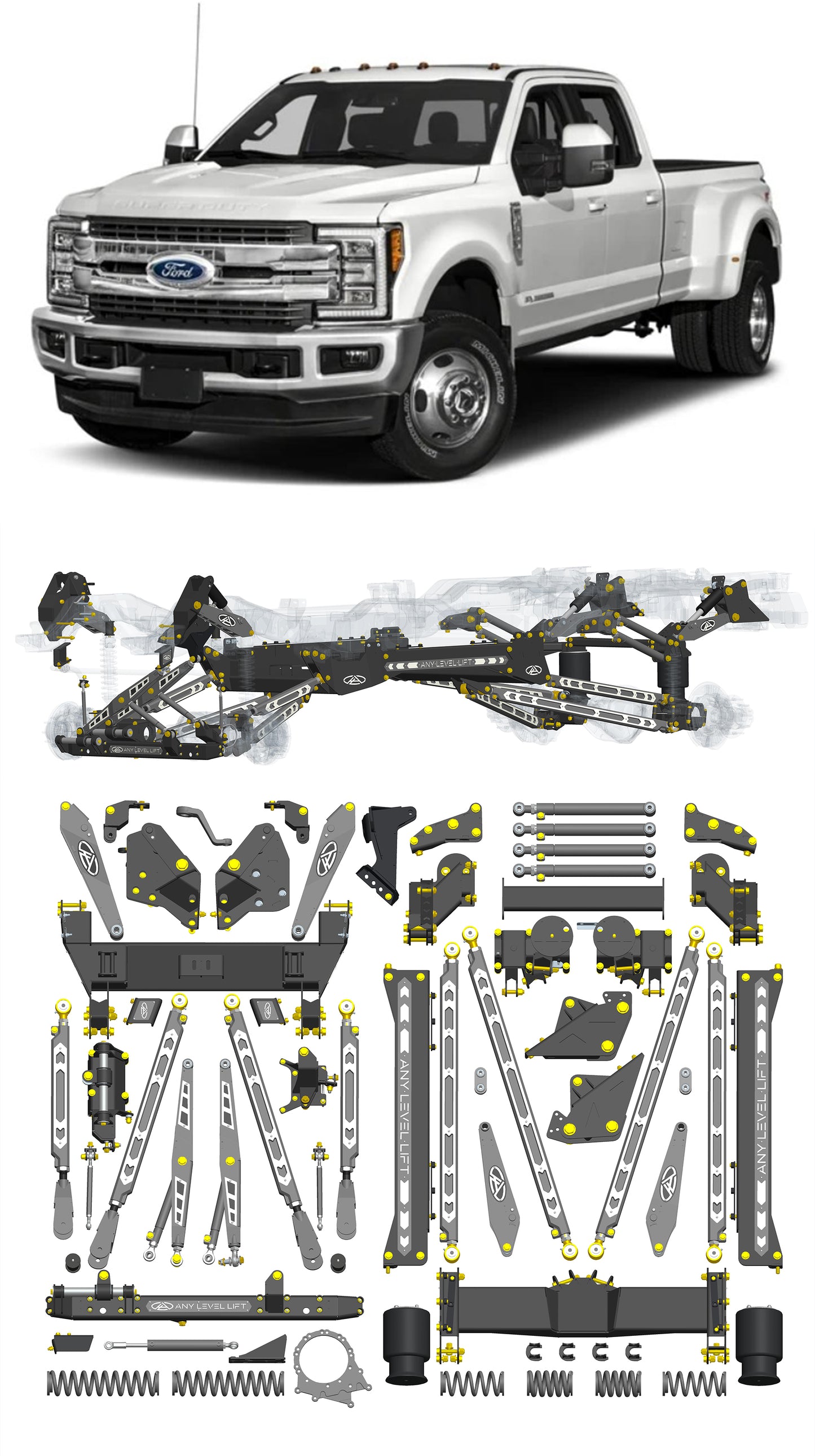 Any Level Lift - Base System, 4"-17": F-350 Dual Rear Wheel (2017-2022) WHOLESALE