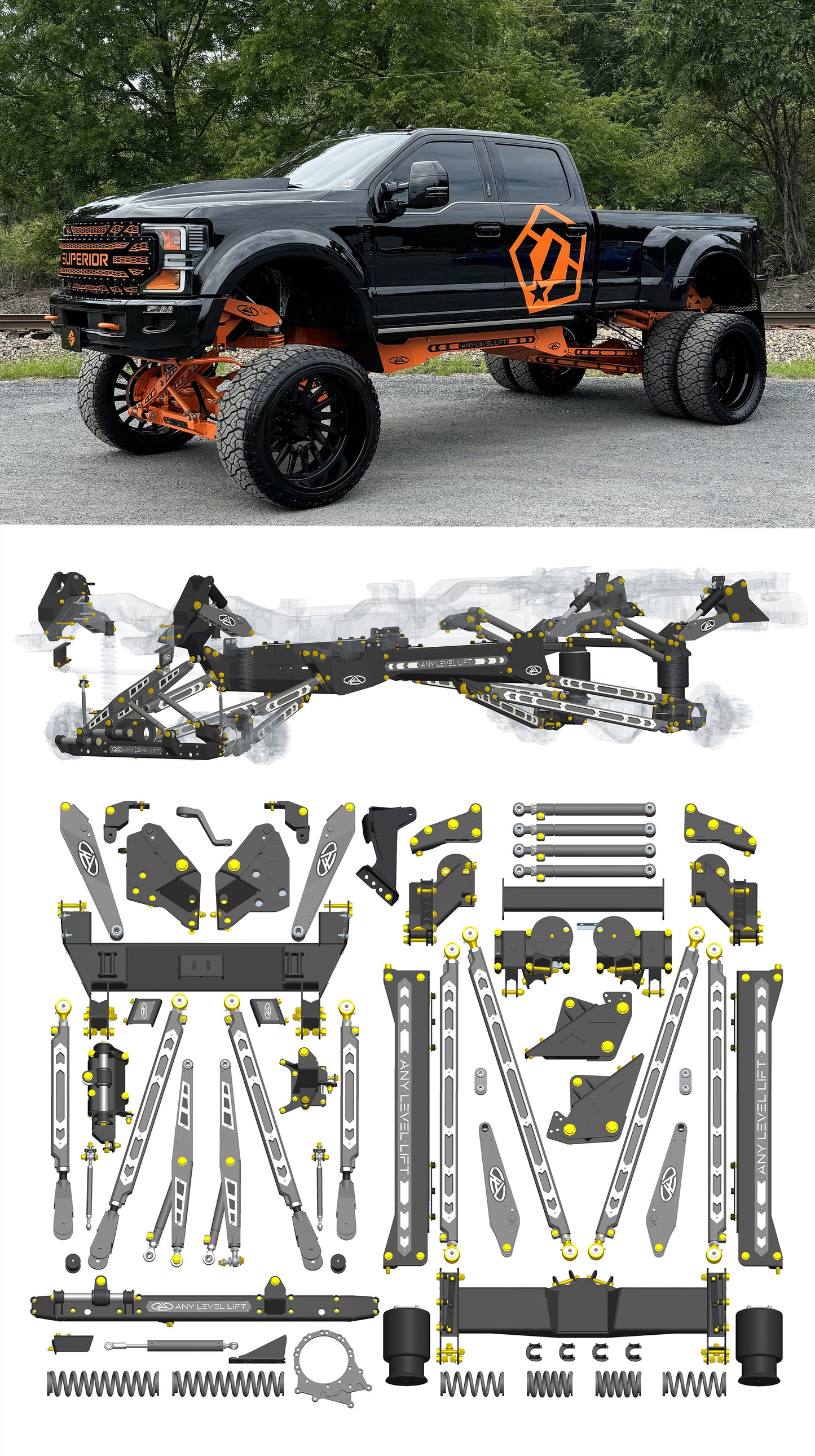 Any Level Lift - Base System, 4"-17": F-450 Dual Rear Wheel (2019-2022) WHOLESALE