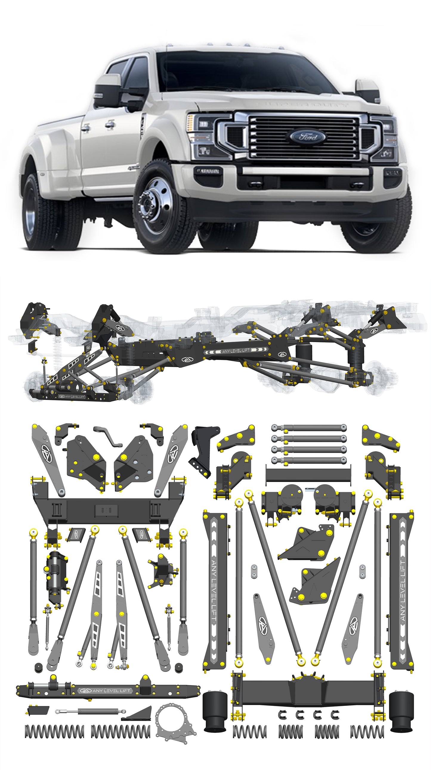 Any Level Lift - Base System, 4"-17": F-450 Dual Rear Wheel (2019-2022) WHOLESALE