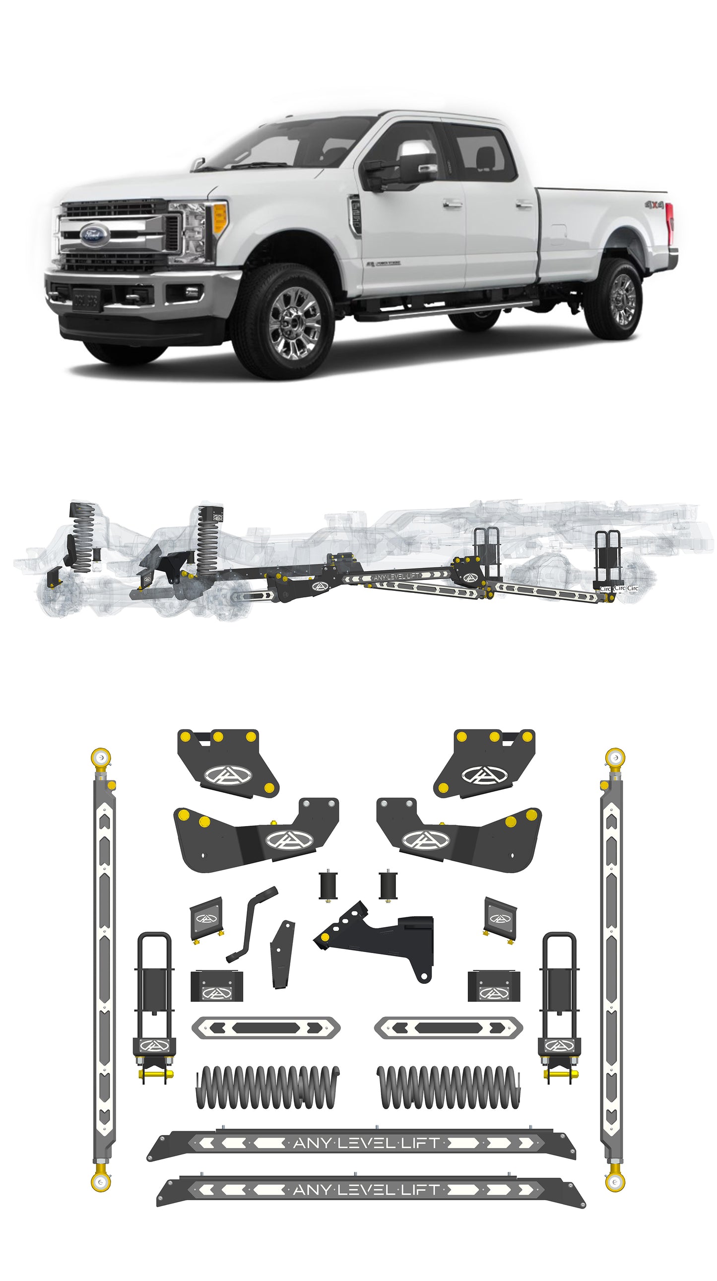 Any Level 4.5" Static Lift - Base System: F-250/F-350, Single Rear Wheel (2017-2019)