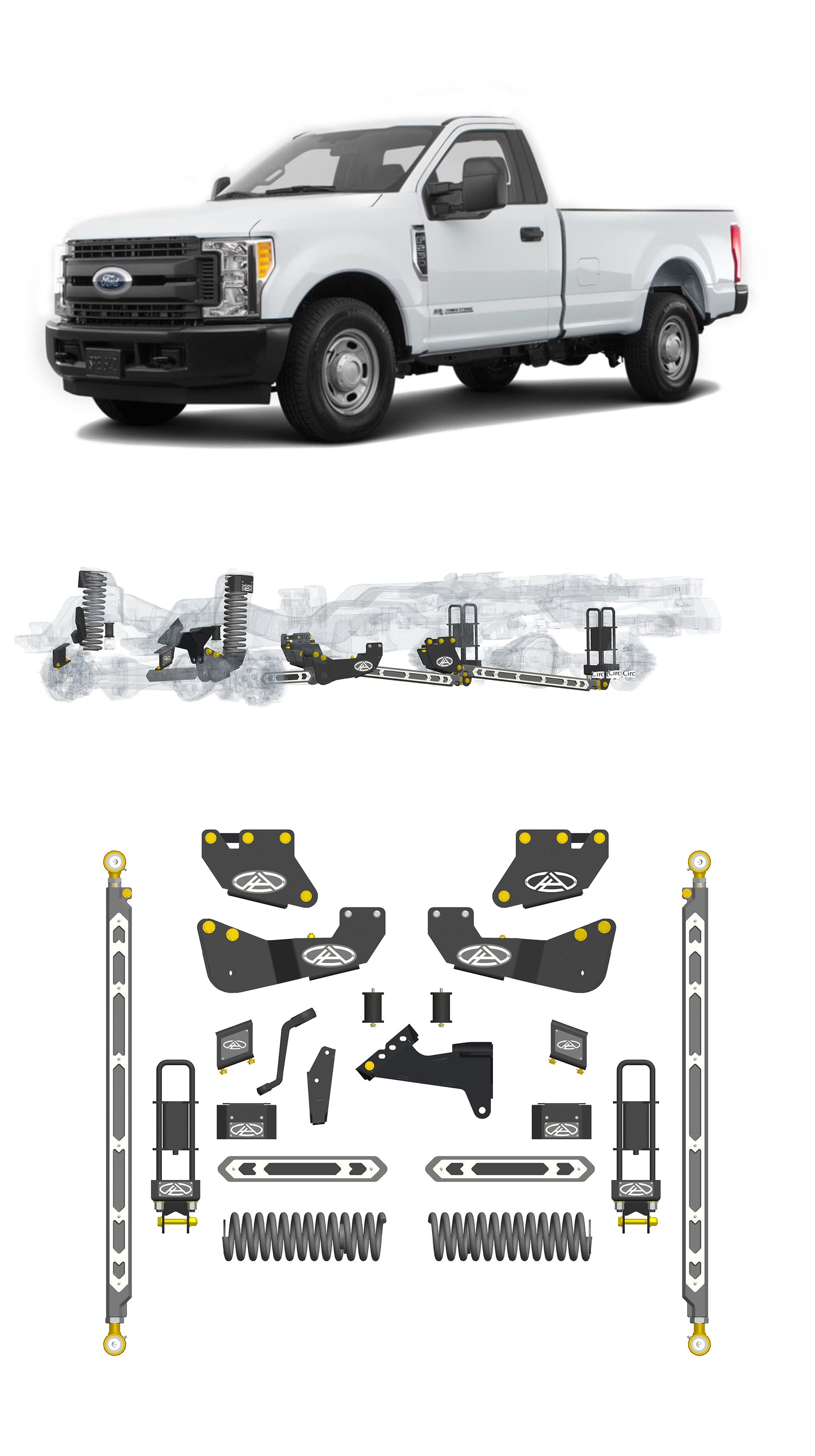 Any Level 4.5" Static Lift - Base System: F-250/F-350, Single Rear Wheel (2017-2019)