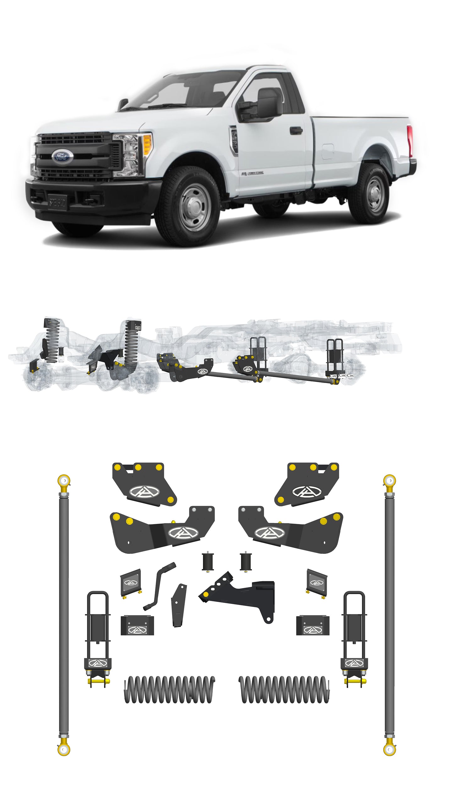 Any Level 4.5" Static Lift - Base System: F-250/F-350, Single Rear Wheel (2017-2019)