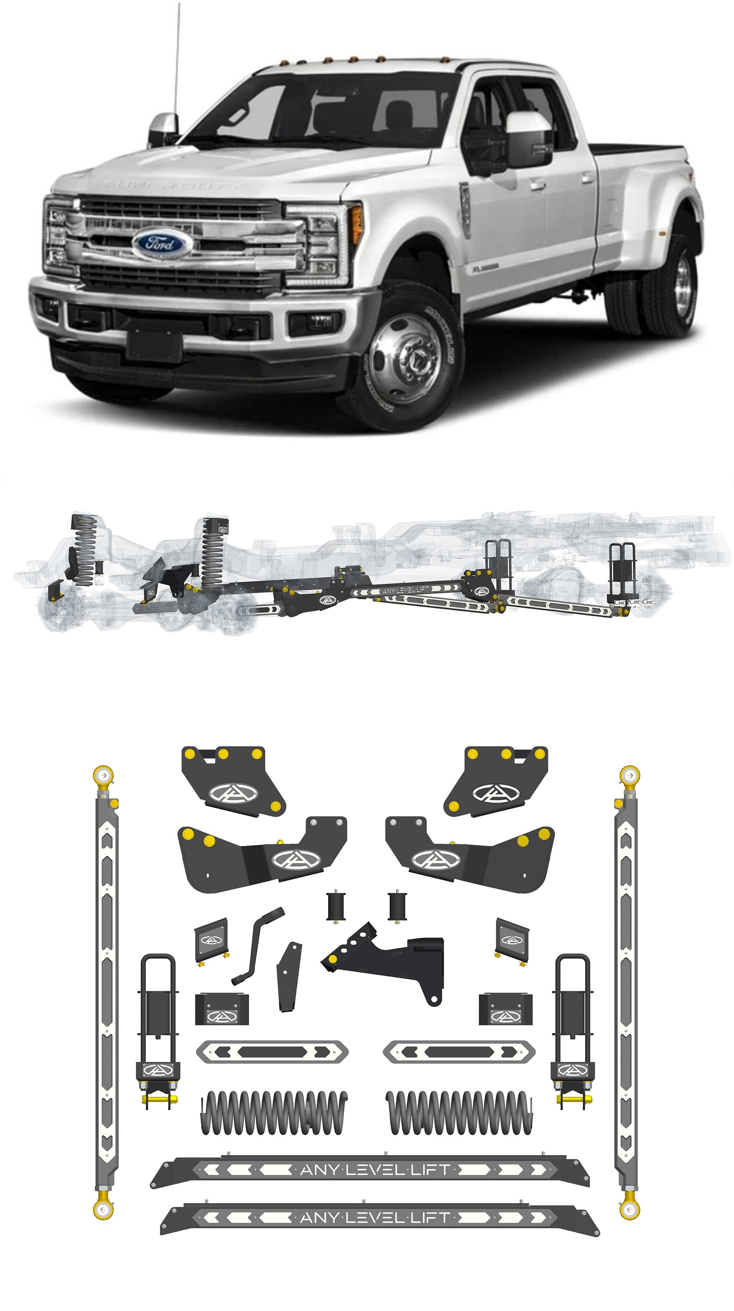 Any Level 4.5" Static Lift - Base System: F-350/F-450, Dual Rear Wheel (2017-2019)