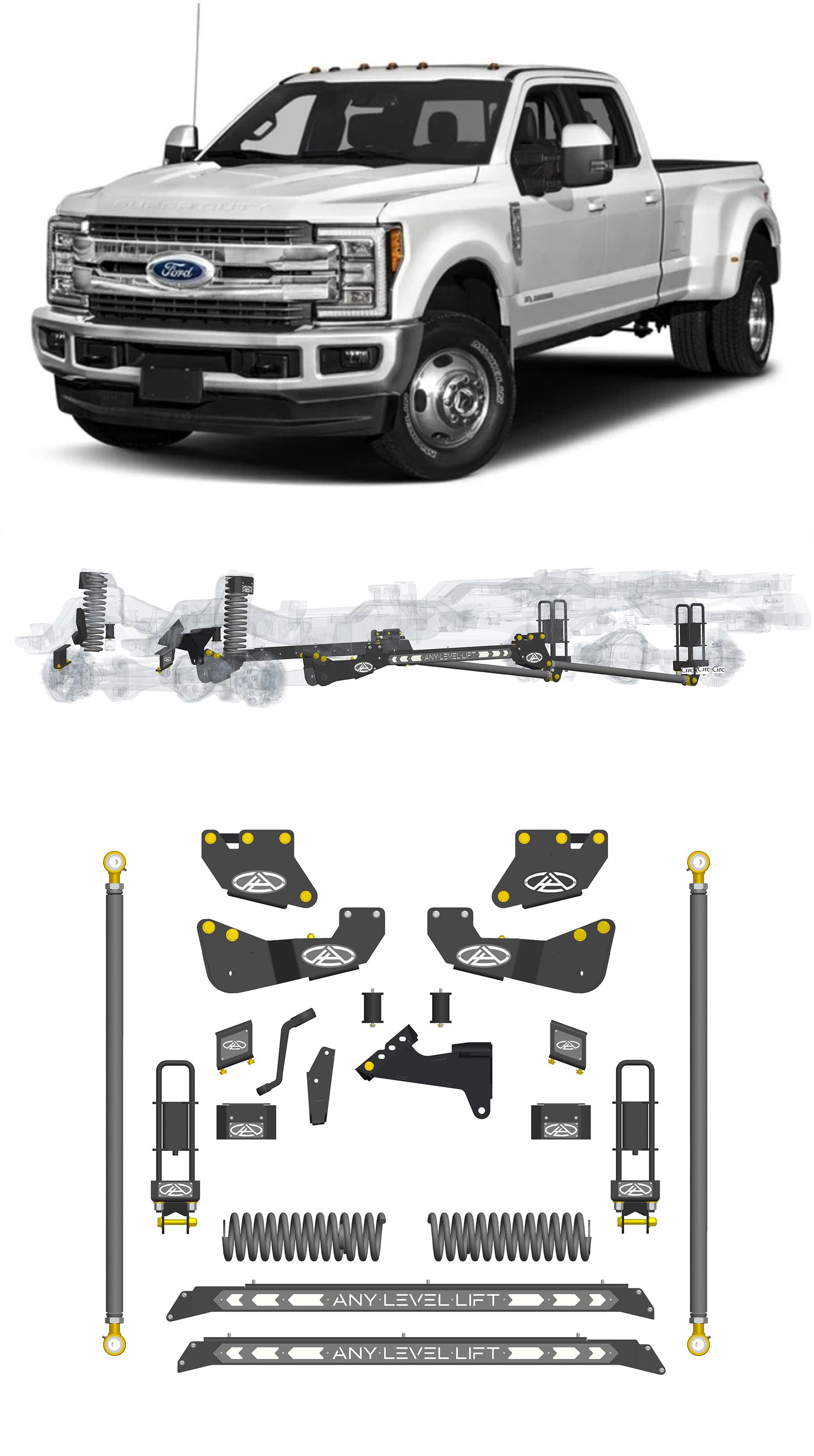 Any Level 4.5" Static Lift - Base System: F-350/F-450, Dual Rear Wheel (2017-2019)