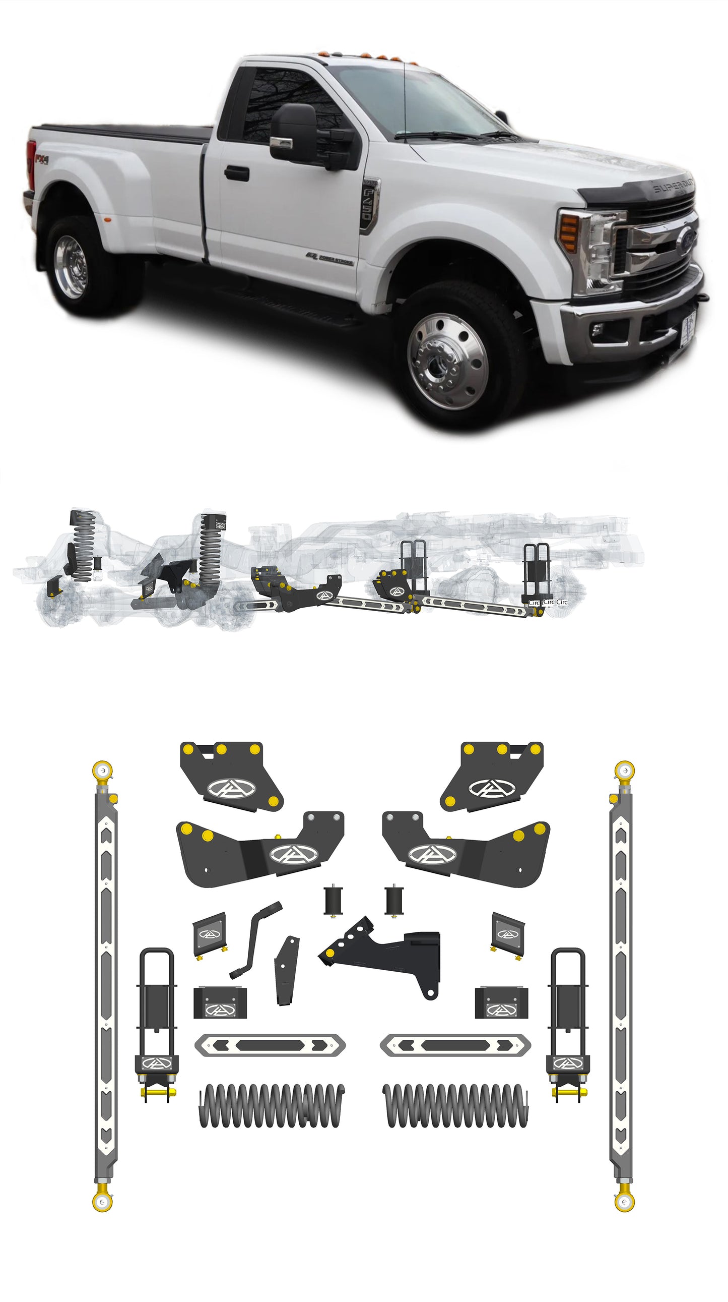 Any Level 4.5" Static Lift - Base System: F-350/F-450, Dual Rear Wheel (2017-2019)