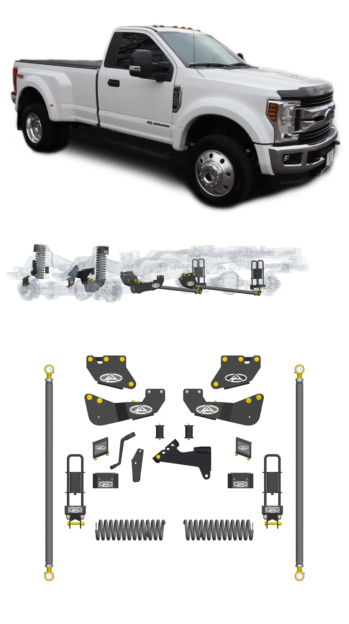 Any Level 4.5" Static Lift - Base System: F-350/F-450, Dual Rear Wheel (2017-2019)