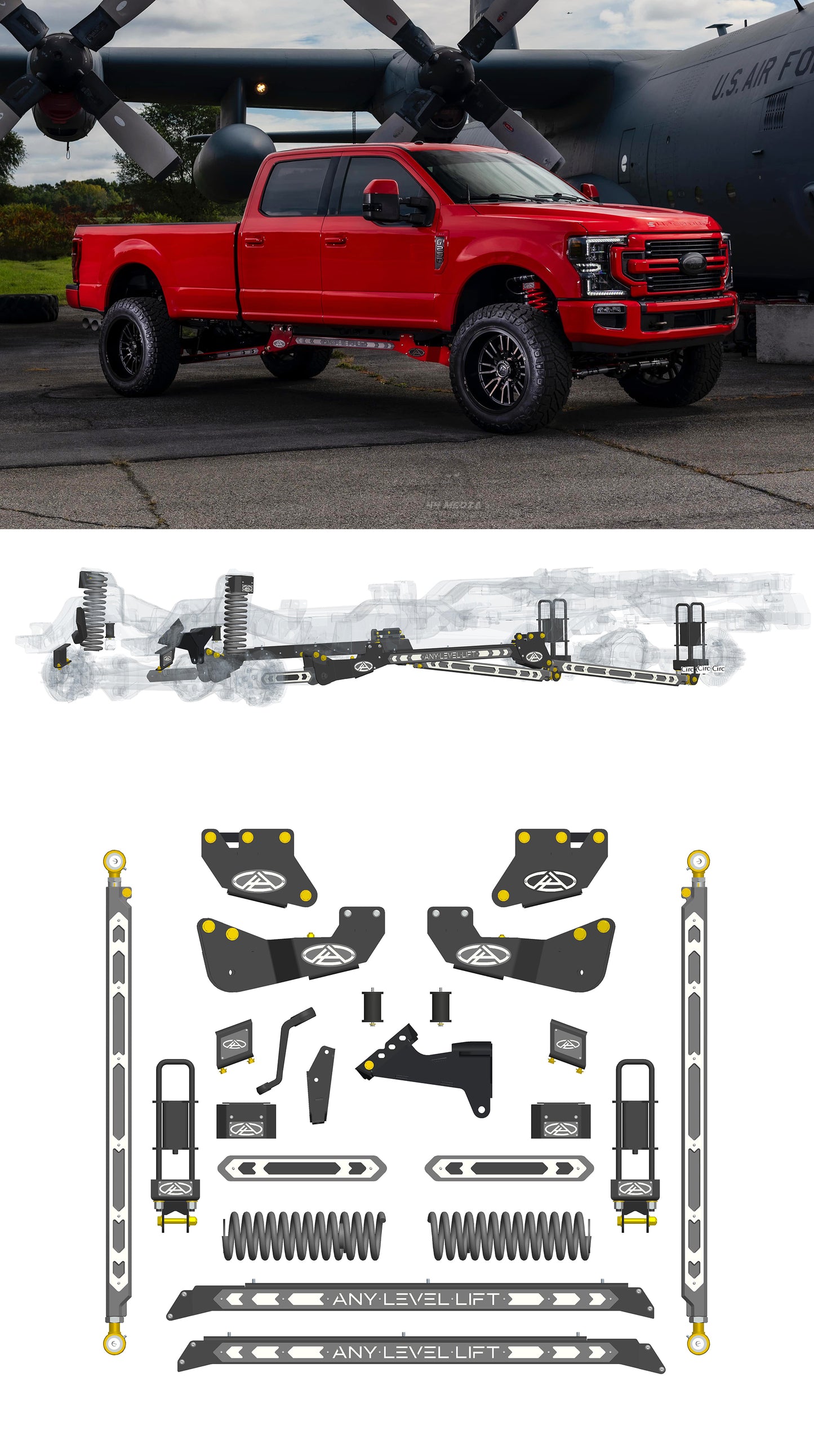 Any Level 5.5" Static Lift - Base System: F-250/F-350, Single Rear Wheel (2020-2022)