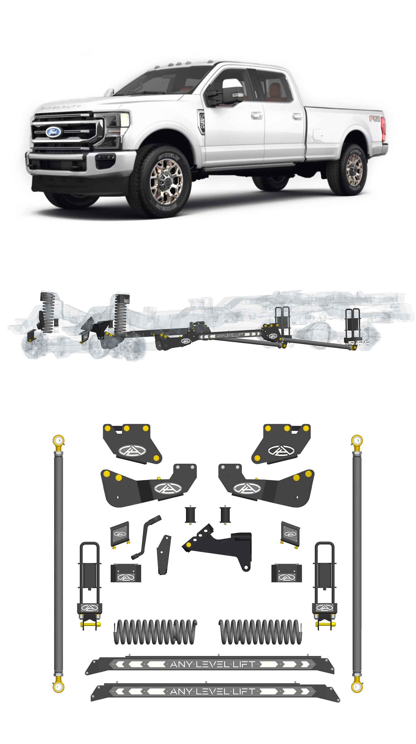 Any Level 5.5" Static Lift - Base System: F-250/F-350, Single Rear Wheel (2020-2022)