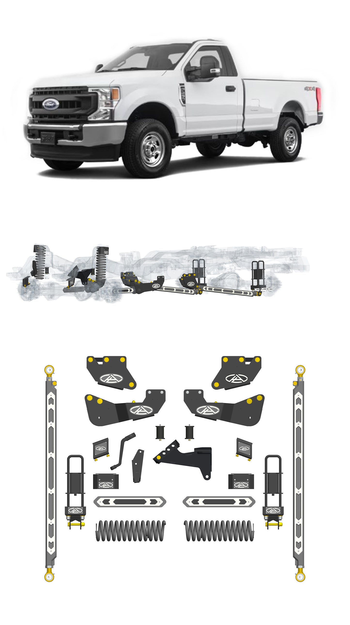 Any Level 5.5" Static Lift - Base System: F-250/F-350, Single Rear Wheel (2020-2022)