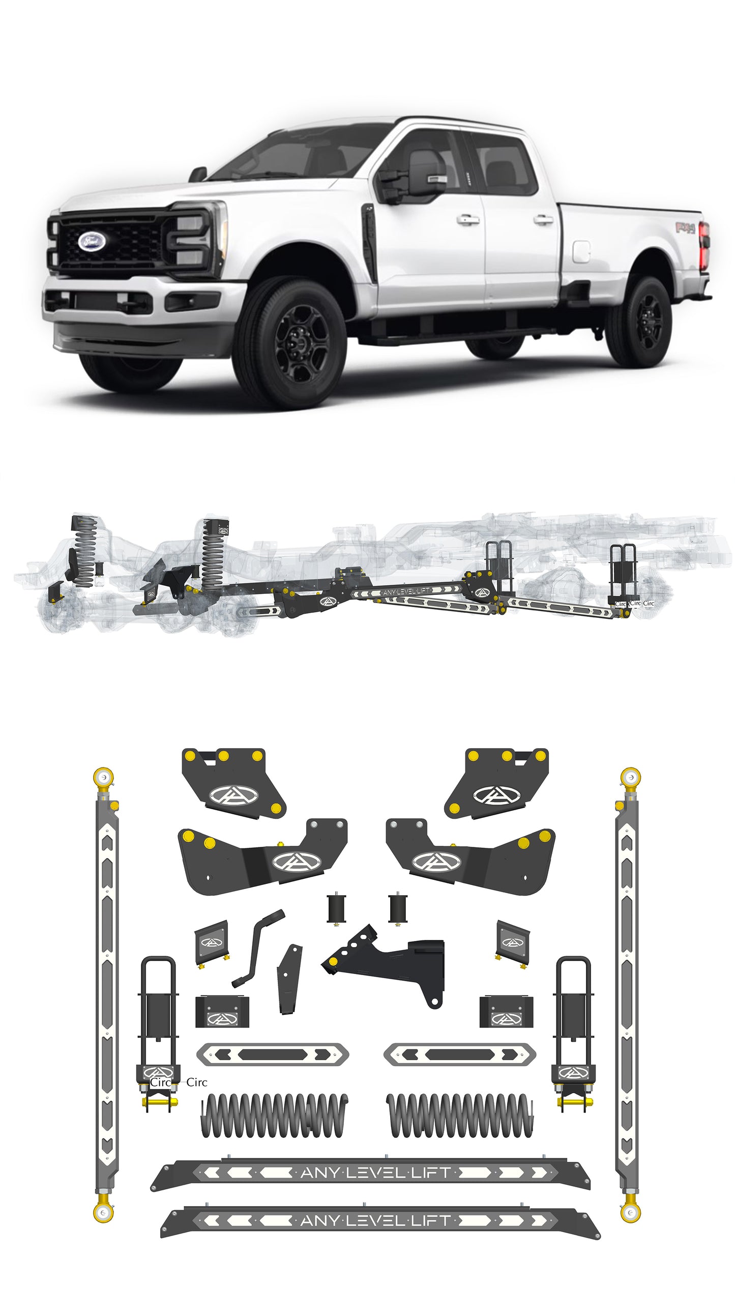 Any Level 5.5" Static Lift - Base System: F-250/F-350, Single Rear Wheel (2023+)